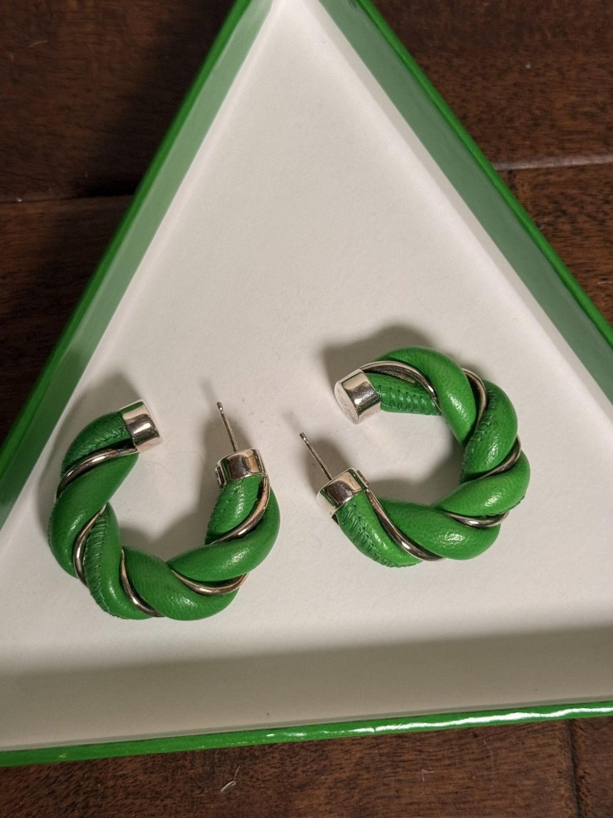 Bottega Veneta Bottega Veneta Hoop Leather Twisted Earrings Size ONE SIZE - 5 Thumbnail