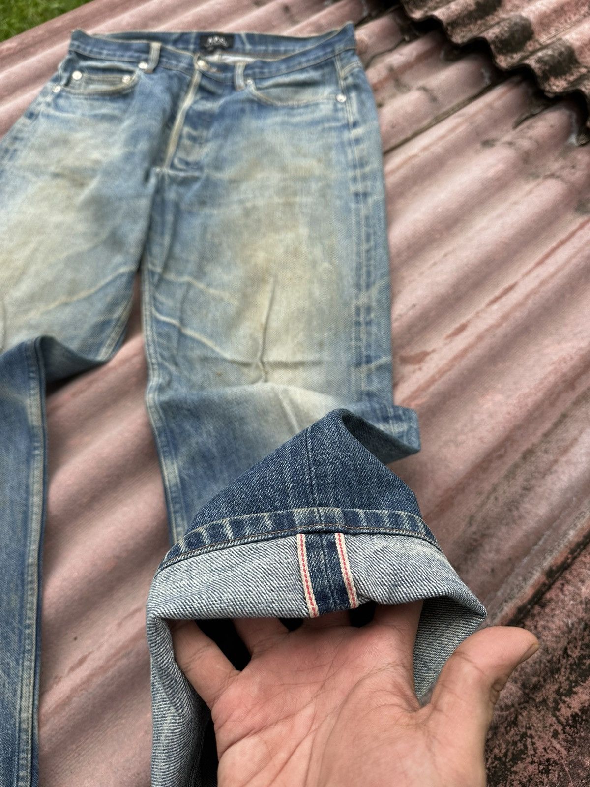 A.P.C. Vintage Distressed APC Selvegde Jeans Size US 33 - 2 Thumbnail