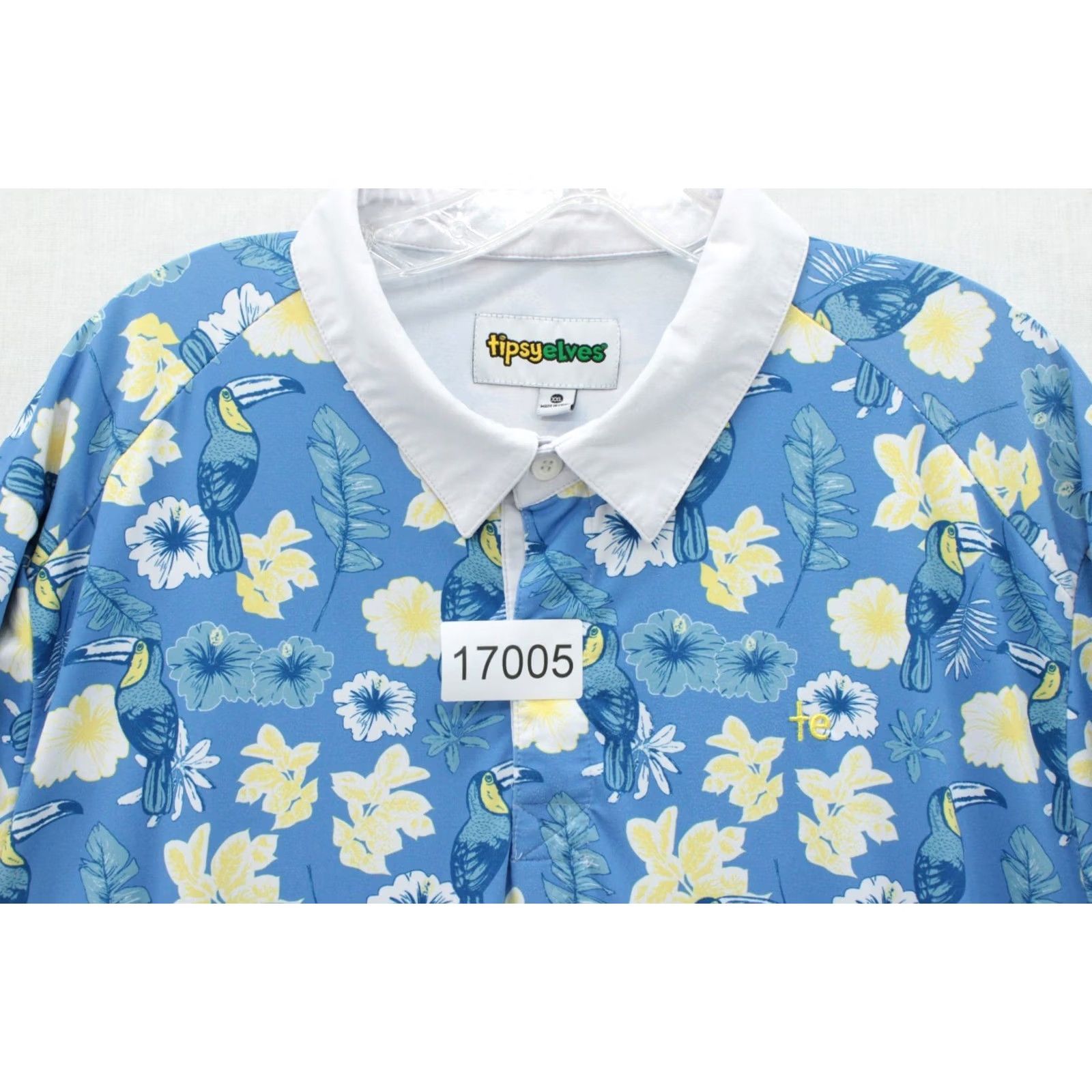 Vintage Tipsy Elves Polo Shirt Mens 2XL Blue Botanics Tropical Golf Toucans Hawaiian Shirt Polo Front Button Collared Short Sleeve Casual Golfwear Mens Size US XXL / EU 58 / 5 - 7 Thumbnail