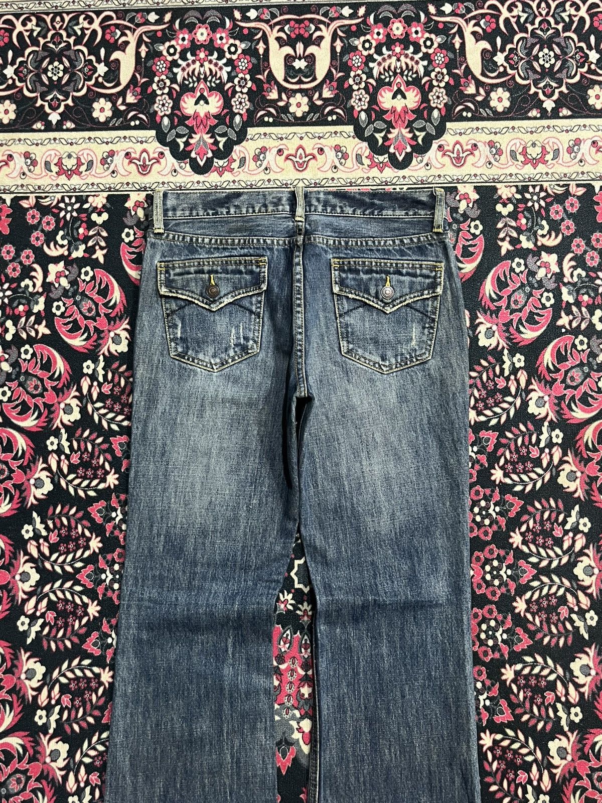 Japanese Brand Vintage Japanese Brand Blue Washed Distressed Flare Jeans Size US 30 / EU 46 - 5 Thumbnail