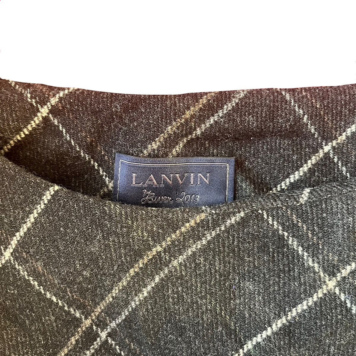 Lanvin Lanvin 2013 Hiver Trompe l’Oeil Check Assymetric Grey Dress Size S / US 4 / IT 40 - 2 Thumbnail