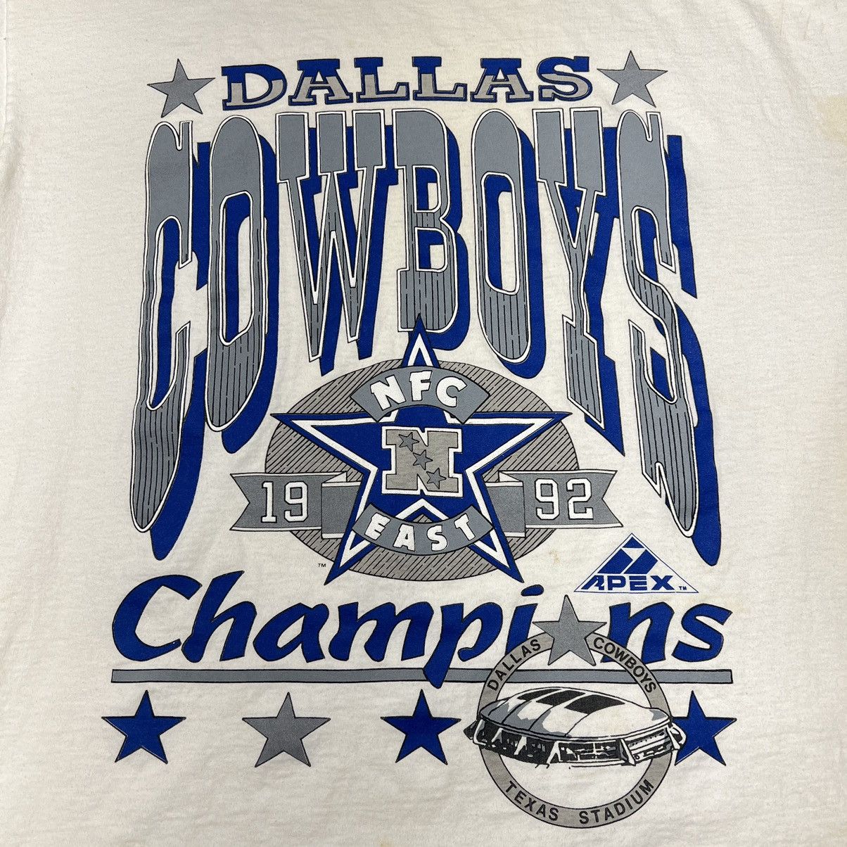 Apex One × Vintage VTG Dallas Cowboys Tee Shirt White Champions 90s NFL Size US L / EU 52-54 / 3 - 2 Thumbnail