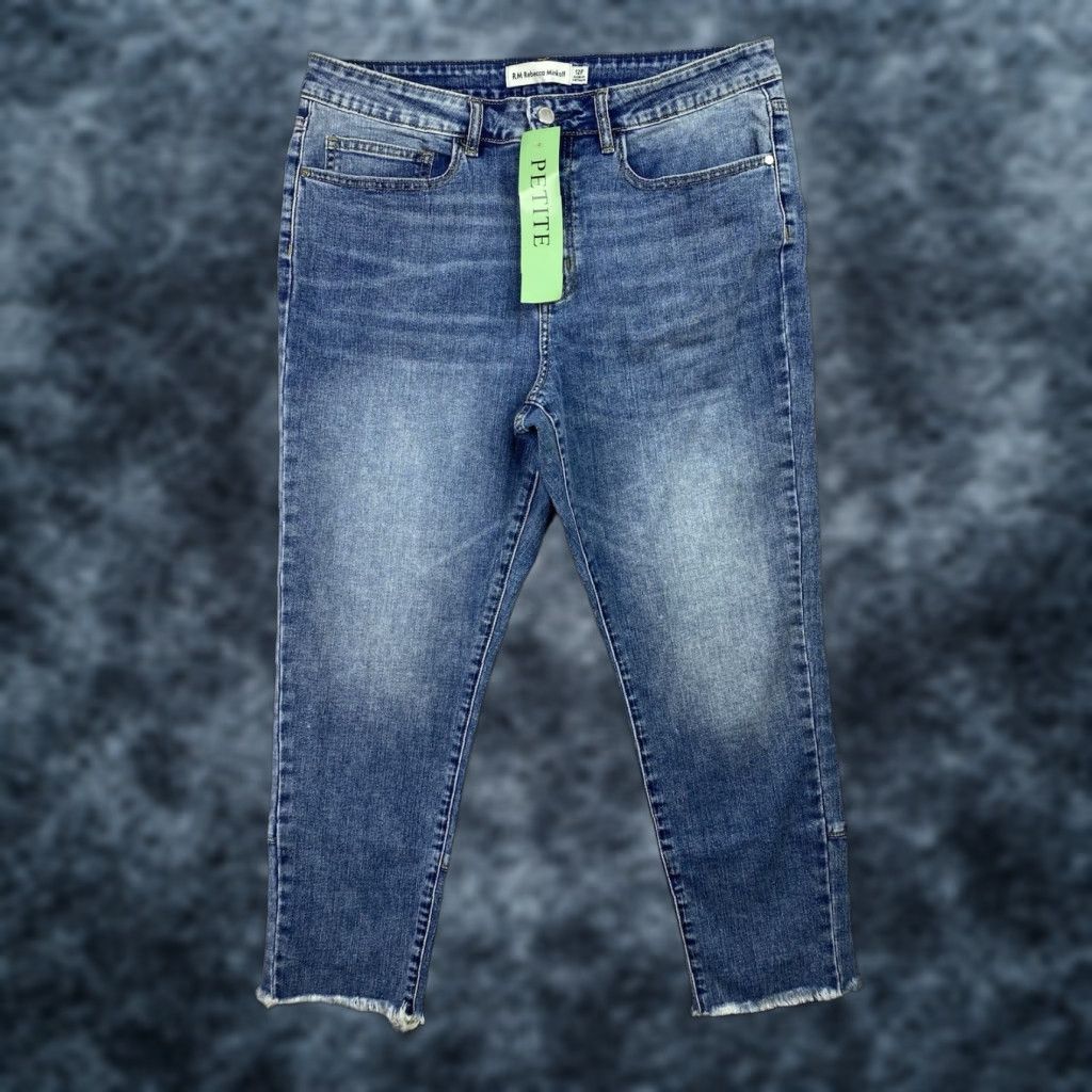 Rebecca Minkoff VINTAGE RM Rebecca Minkoff Denim Jeans 12P Distressed Crop Ankle Raw Hem Stretch NWT Size 34" / US 12 / IT 48 - 1 Thumbnail