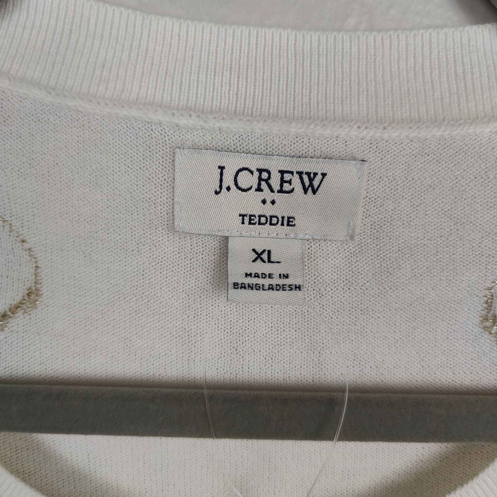 J.Crew J Crew Teddie Sweater Womens XL White Gold Knit Cotton Size XL / US 12-14 / IT 48-50 - 5 Thumbnail