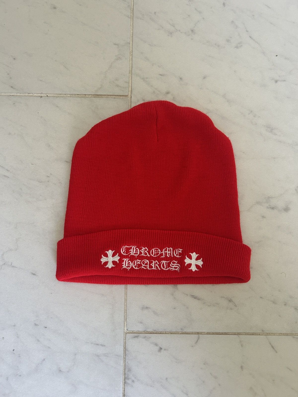 Chrome Hearts Red Chrome Hearts Logo Beanie Size ONE SIZE - 1 Thumbnail