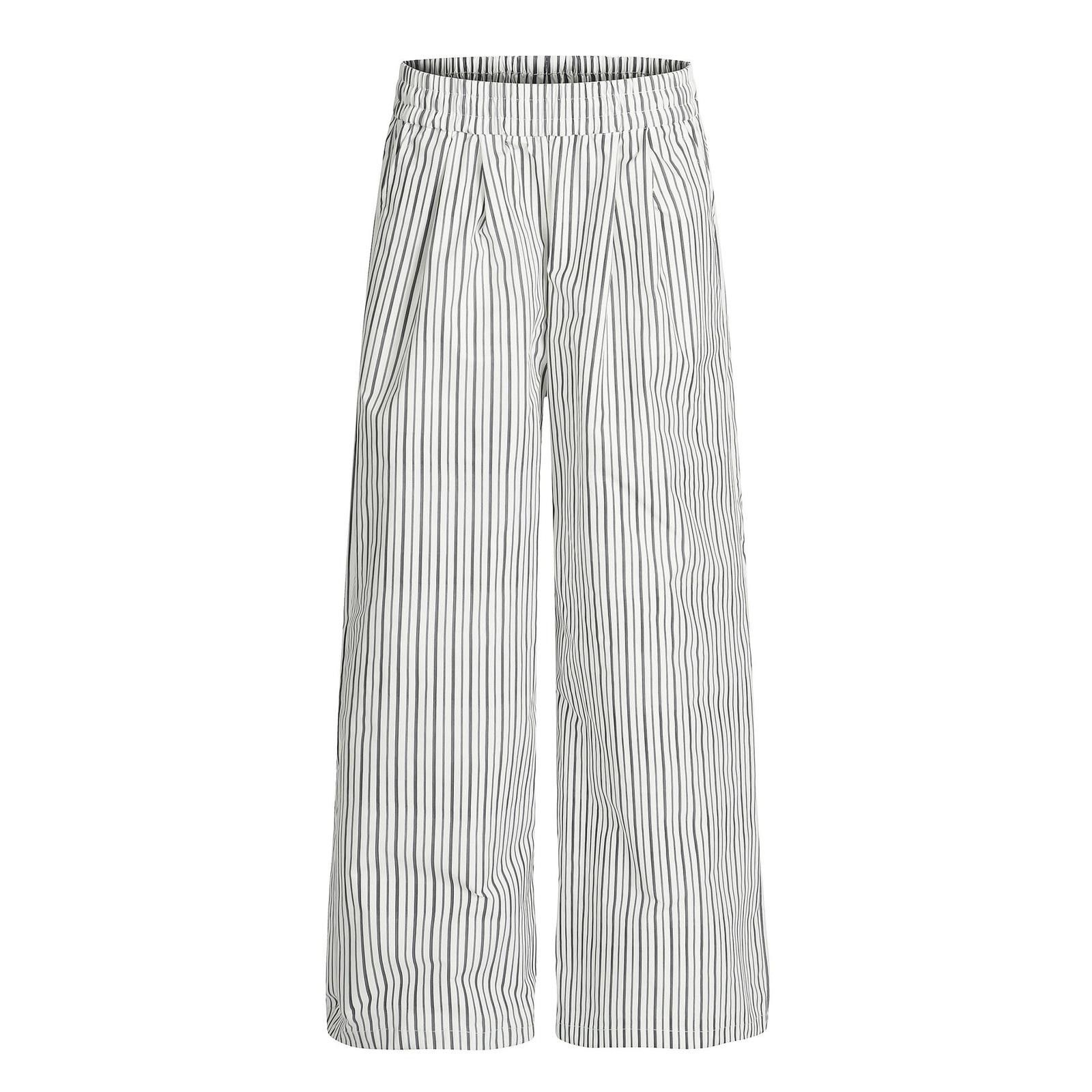 Japanese Brand White Striped Wide Leg Pants, Relaxed Fit Trousers Size US 32 / EU 48 - 1 Thumbnail