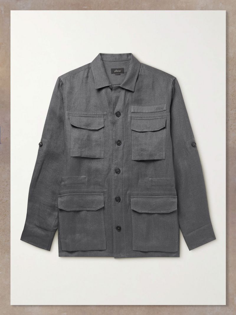 Brioni 🔥🔥 2700$ Brioni Linen And Silk Safary Jacket Size US XL / EU 56 / 4 - 14 Thumbnail