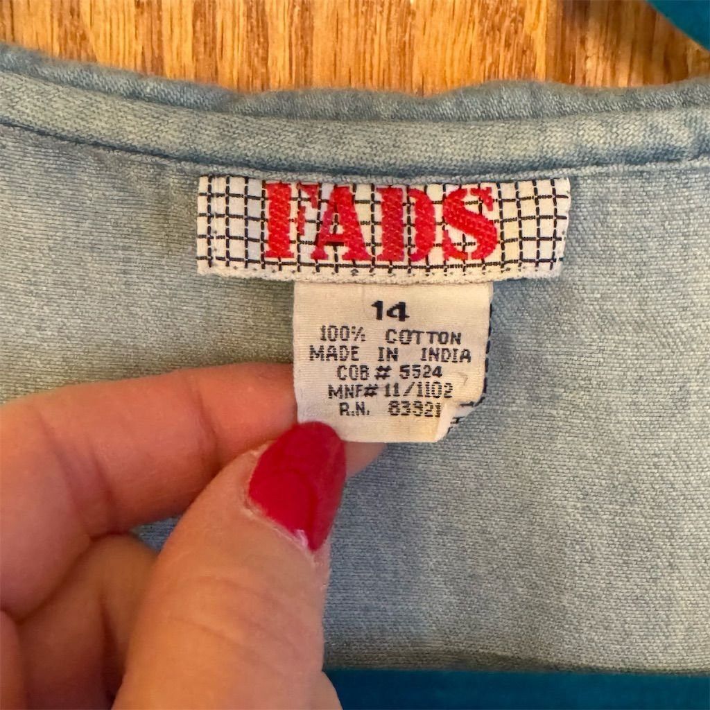 Other FADS Vintage Blue Denim Embroidered Collar Long Sleeve Midi Size XL / US 12-14 / IT 48-50 - 4 Thumbnail