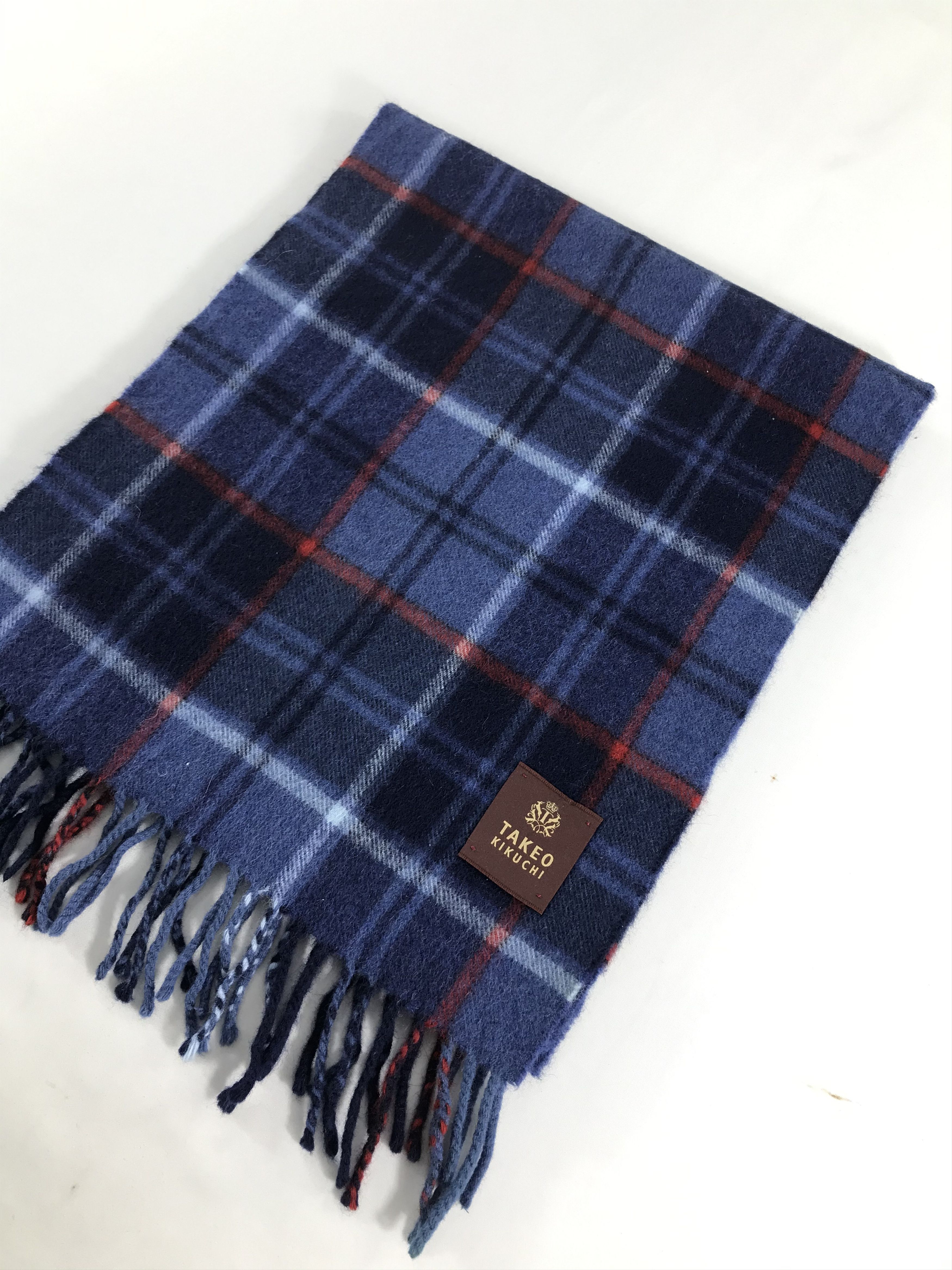 Takeo Kikuchi Takeo Kikuchi Tartan Wool Scarf Muffler Neck Warmer V492 Size ONE SIZE - 3 Thumbnail