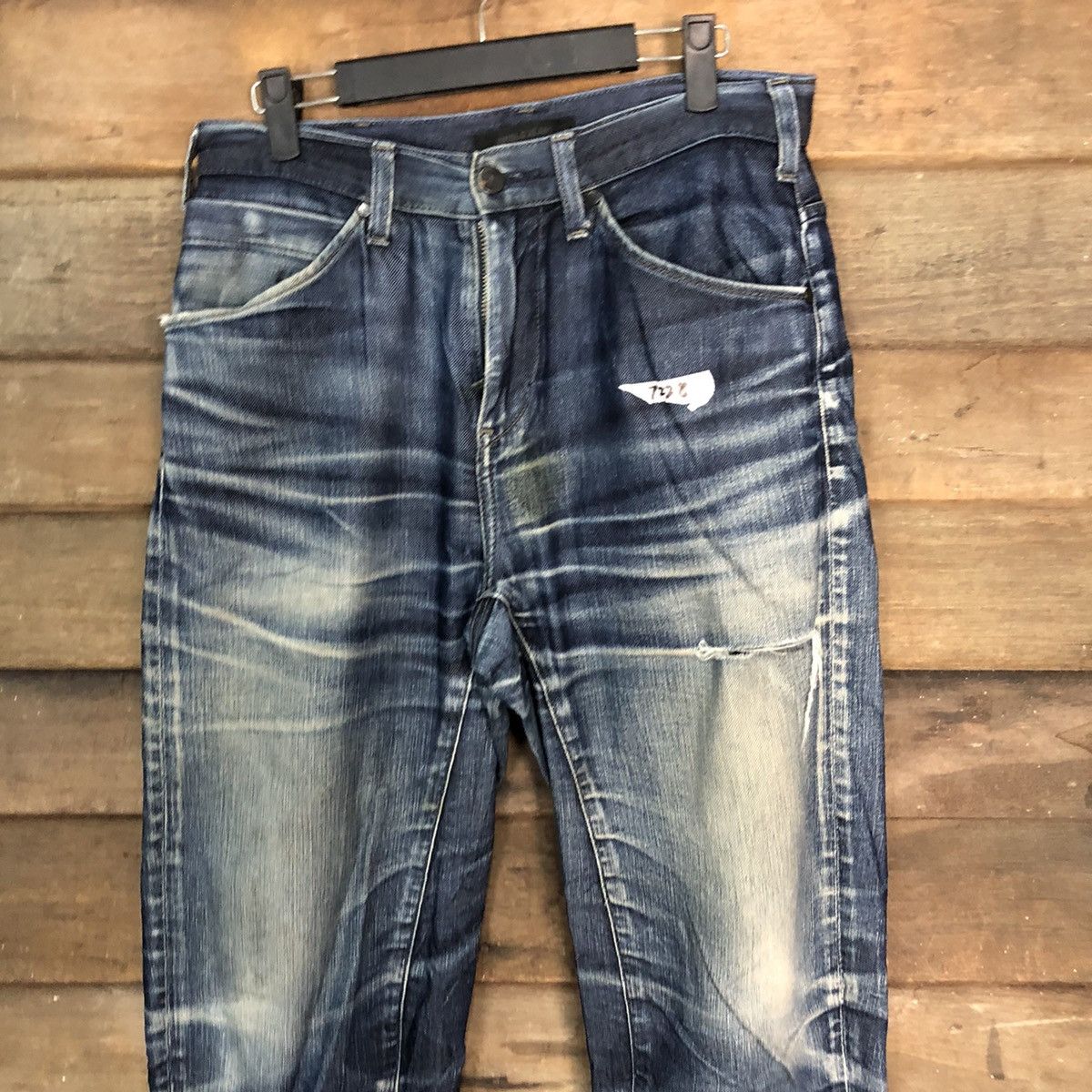 Japanese Brand Uniqlo Jeans Blue faded Distressed Denim Pants #7328 Size US 27 - 6 Thumbnail