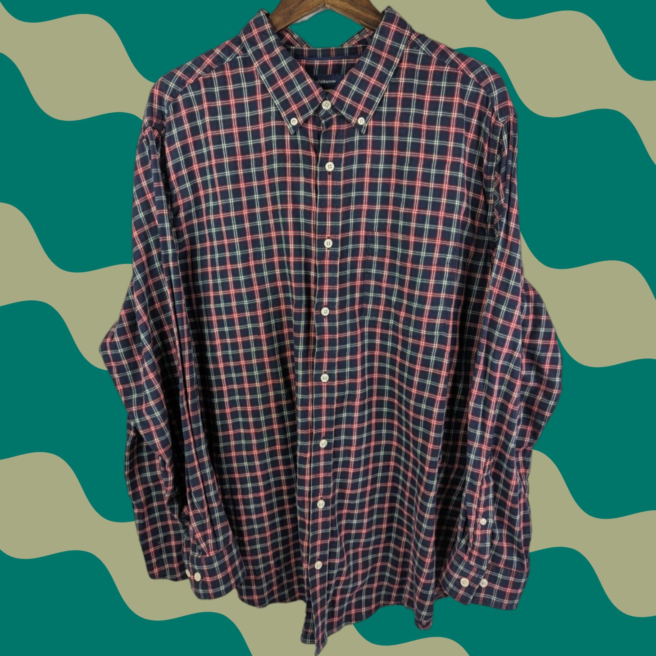 Croft & Barrow Croft & Barrow Button Up Shirt Plaid Navy Multicolor 2XB Big & Tall Men’s Long Sleeve Cotton Blend Stretch Rounded Shirttail Hem Chest Pocket Size US XXL / EU 58 / 5 - 1 Thumbnail