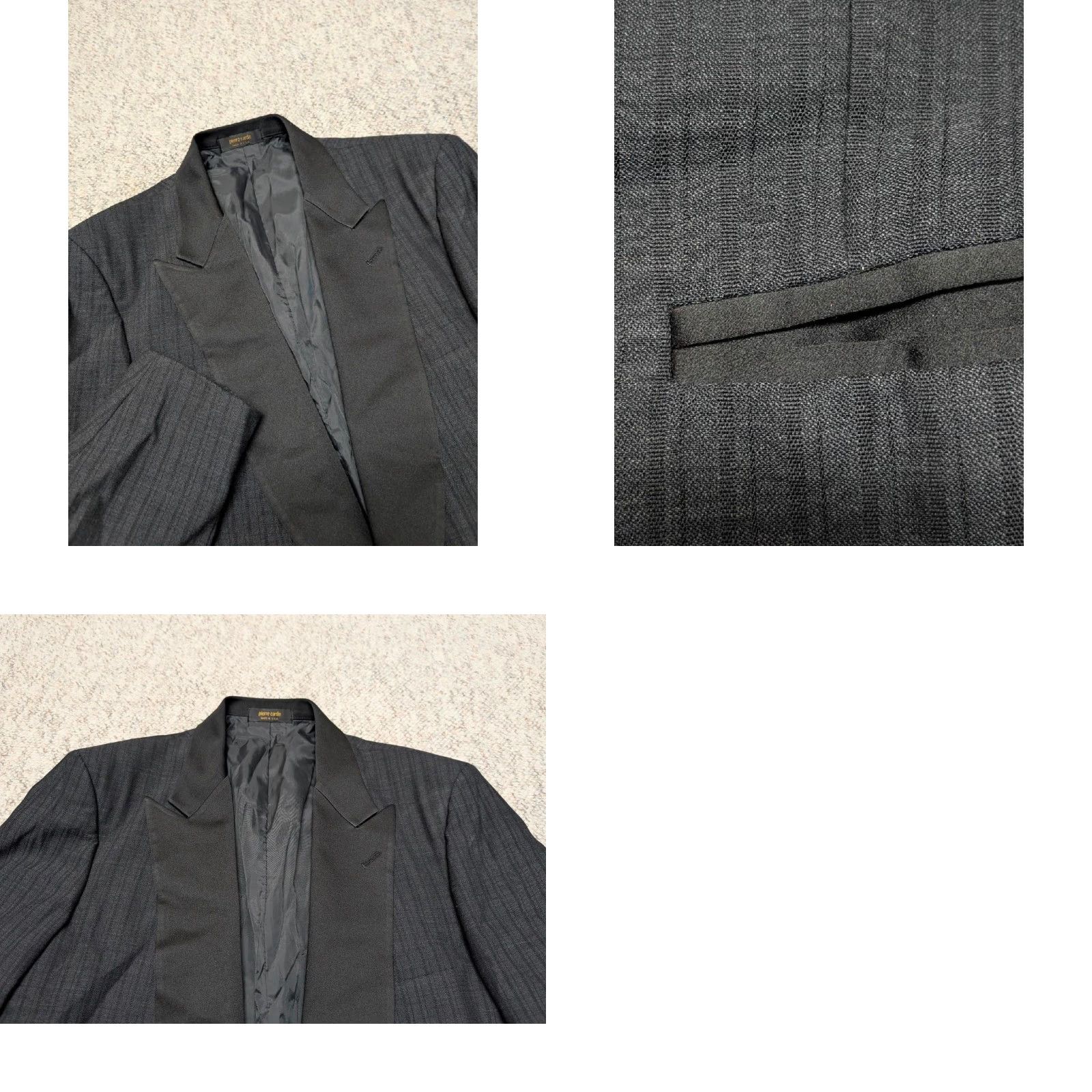 Pierre Cardin VINTAGE Pierre Cardin Blazer Jacket Double-Breasted 40R Wool Black Mens Tuxedo Striped 40 in Chest Peak Lapel Century USA Made Size 40R - 8 Thumbnail