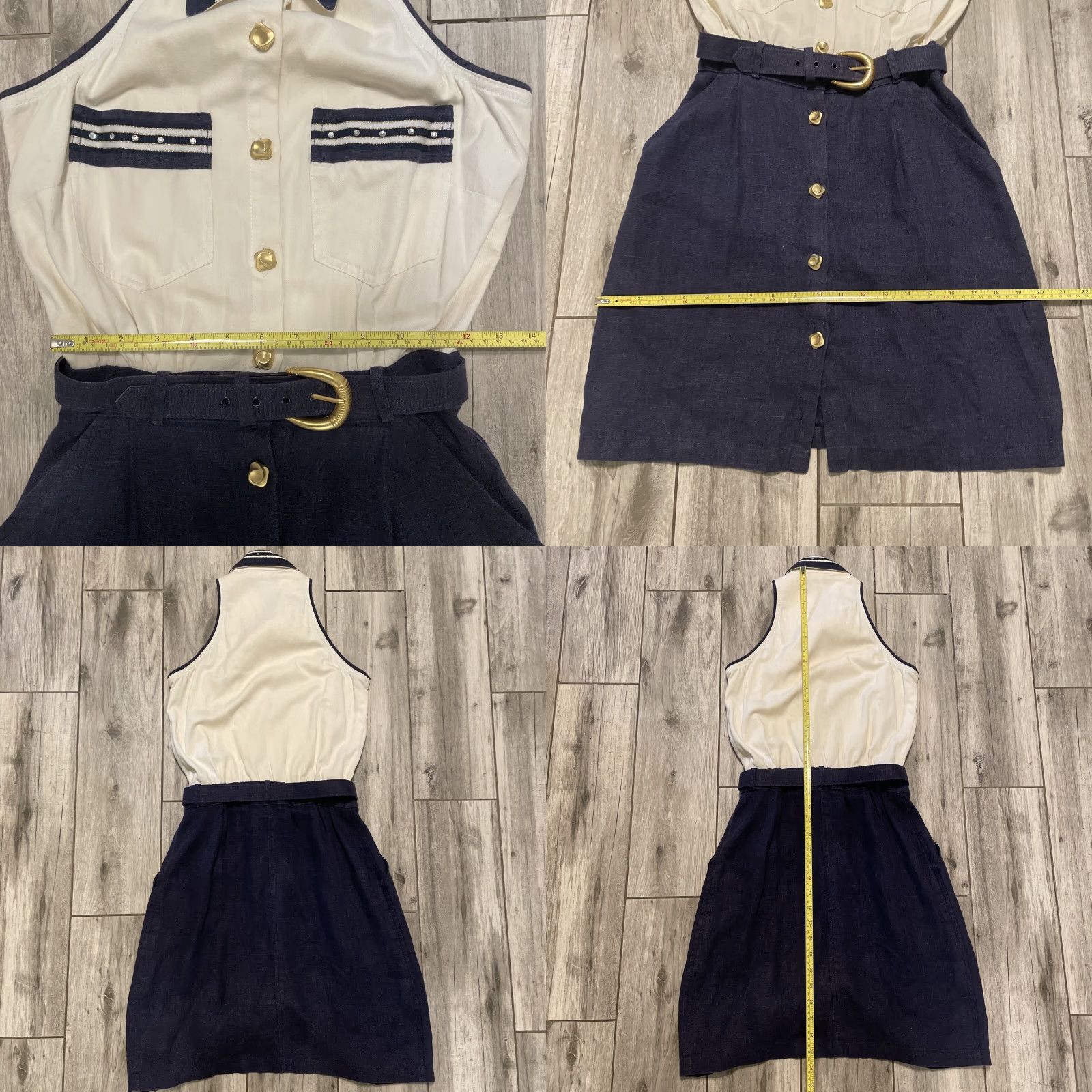 Vintage VINTAGE Cache Collared Sailor Dress White Belted Gold Button Detail Knee Length Women's Dress S White Navy Belted 4 Cache Cache Mens? Size S / US 4 / IT 40 - 8 Thumbnail