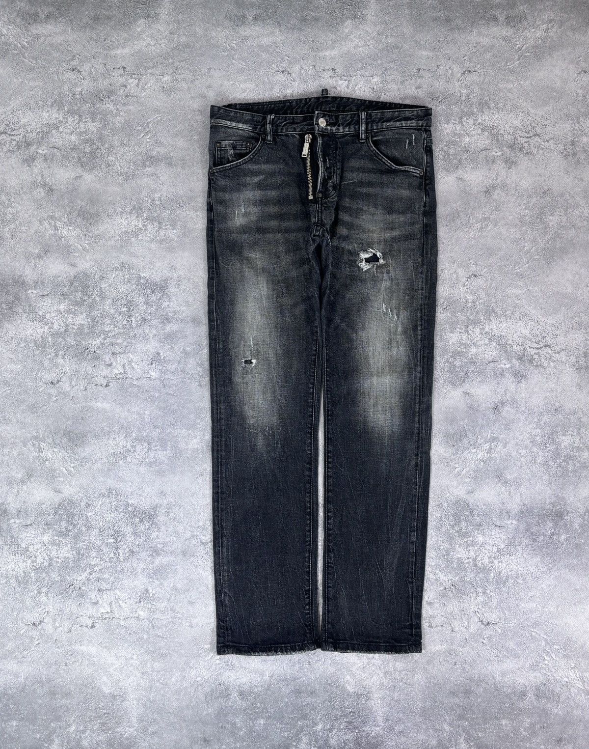 Dsquared2 Dsquared2 Men’s Black/Gray Wash Ripped Denim Jeans Size US 34 / EU 50 - 1 Thumbnail