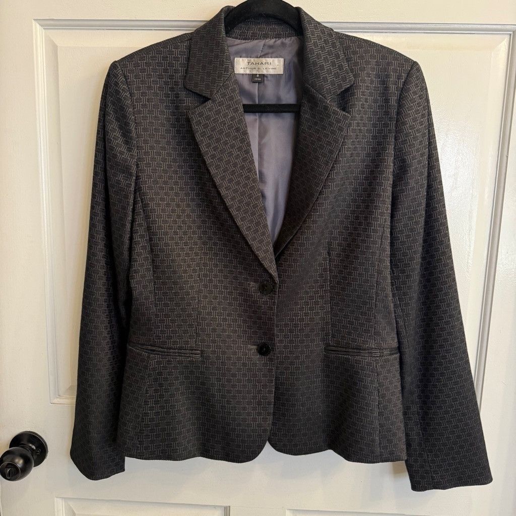 Elie Tahari Women's Tahari Blazer Size 8 Gray Size M / US 6-8 / IT 42-44 - 1 Thumbnail