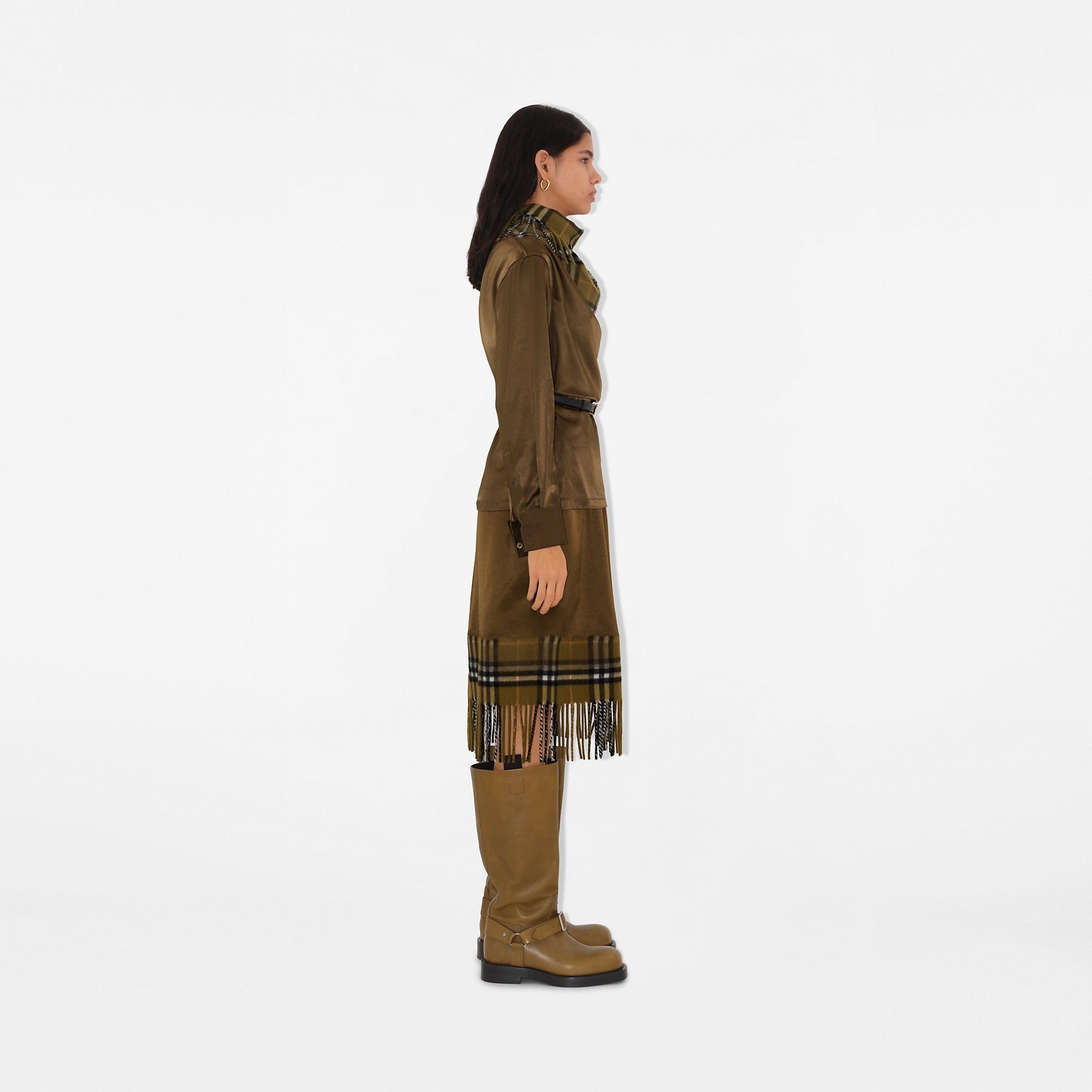 Burberry o1w1db10426 Satin and Check Scarf Top in Green Size S / US 4 / IT 40 - 3 Thumbnail