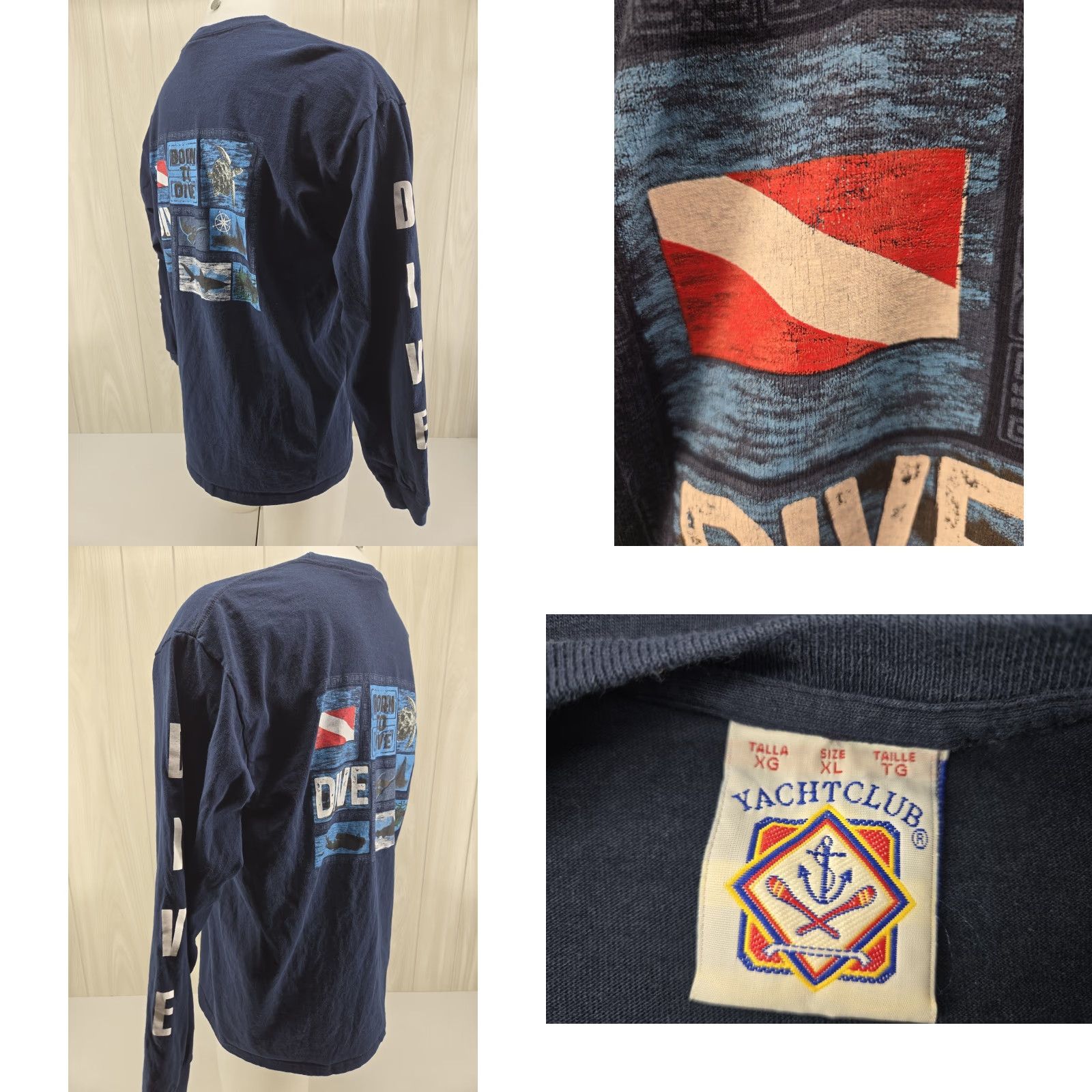 Vintage Yacht Club Dive Cancun Mexico Shirt XL Long Sleeve Blue Mens Size US XL / EU 56 / 4 - 8 Thumbnail