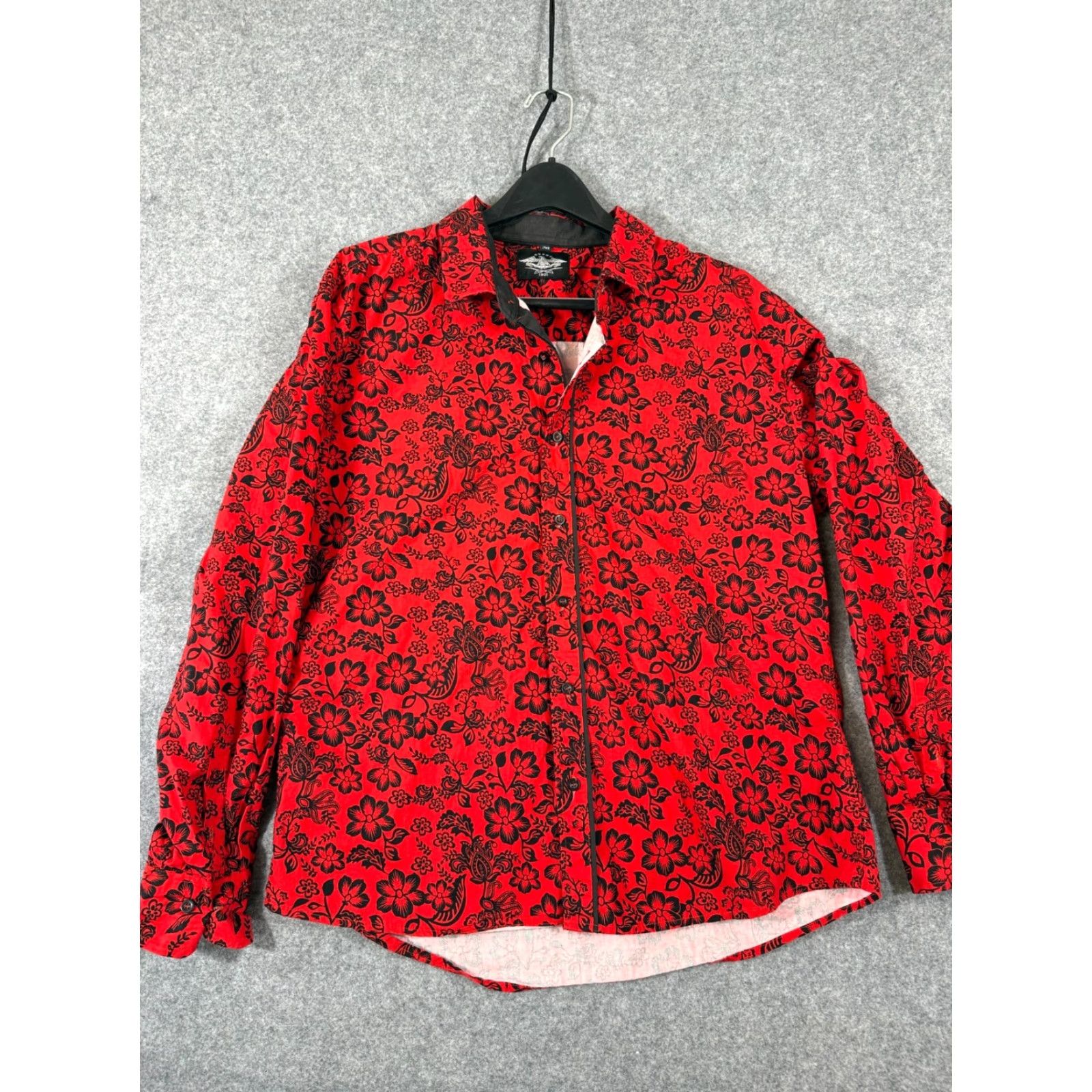 Vintage El General 1901 Western Shirt Mens 2XL Red Black Floral Button-Up Long Sleeve Size US XXL / EU 58 / 5 - 2 Thumbnail