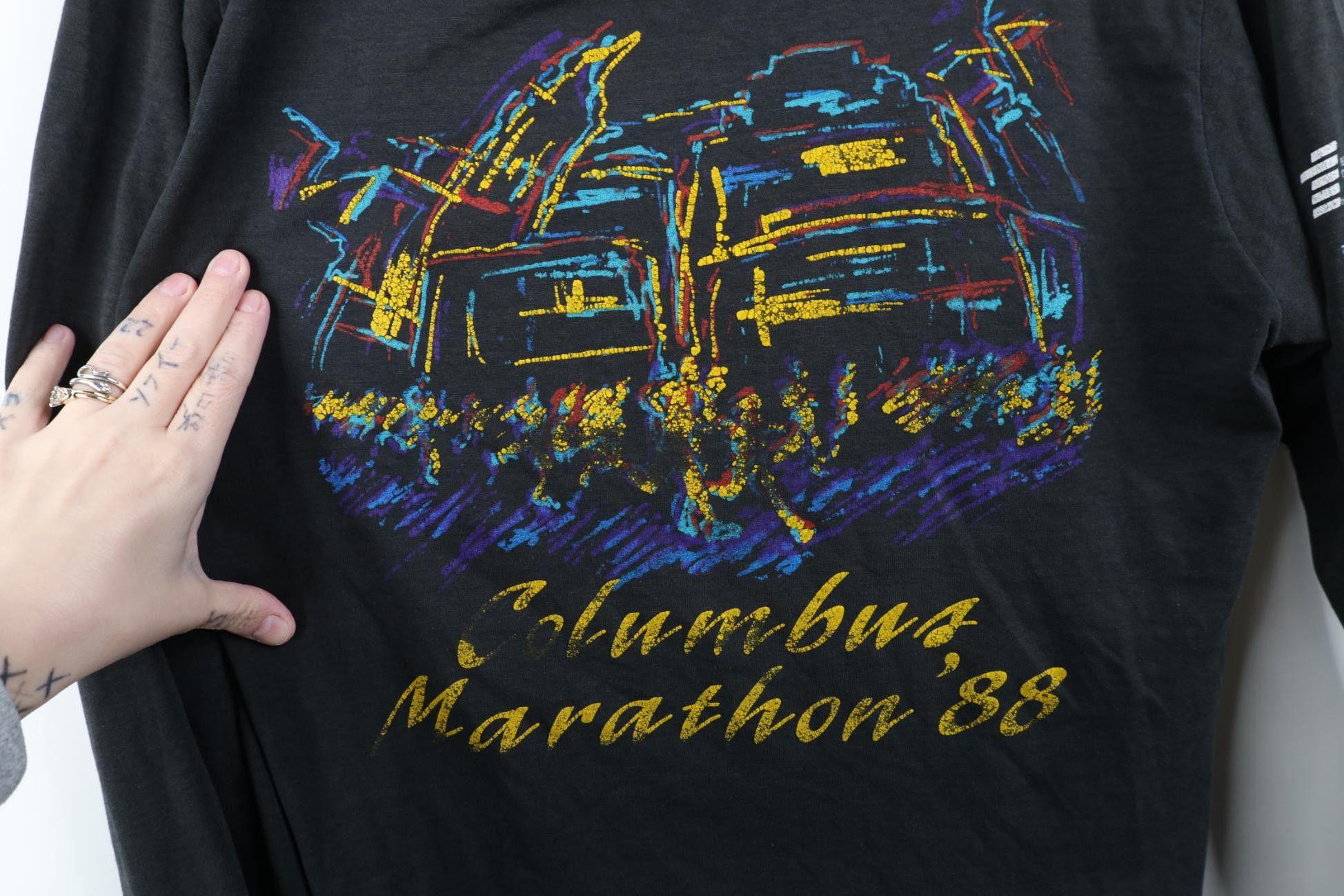 Vintage Vintage 80s 1988 Columbus Marathon Long Sleeve T-Shirt Size US L / EU 52-54 / 3 - 4 Thumbnail