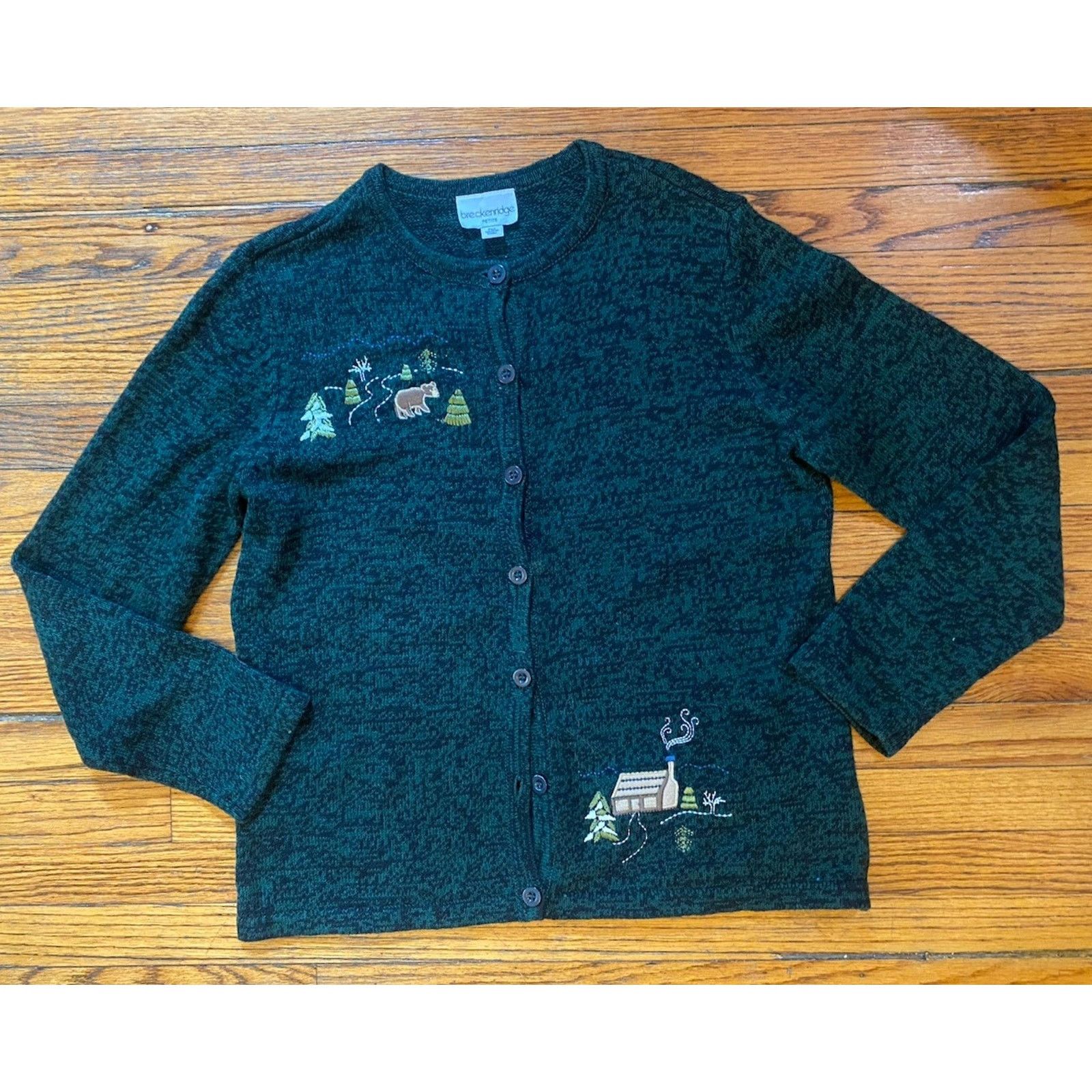 Vintage VTG Breckenridge Cabin Cardigan Sweater Women PM Embroidered Size M / US 6-8 / IT 42-44 - 1 Thumbnail
