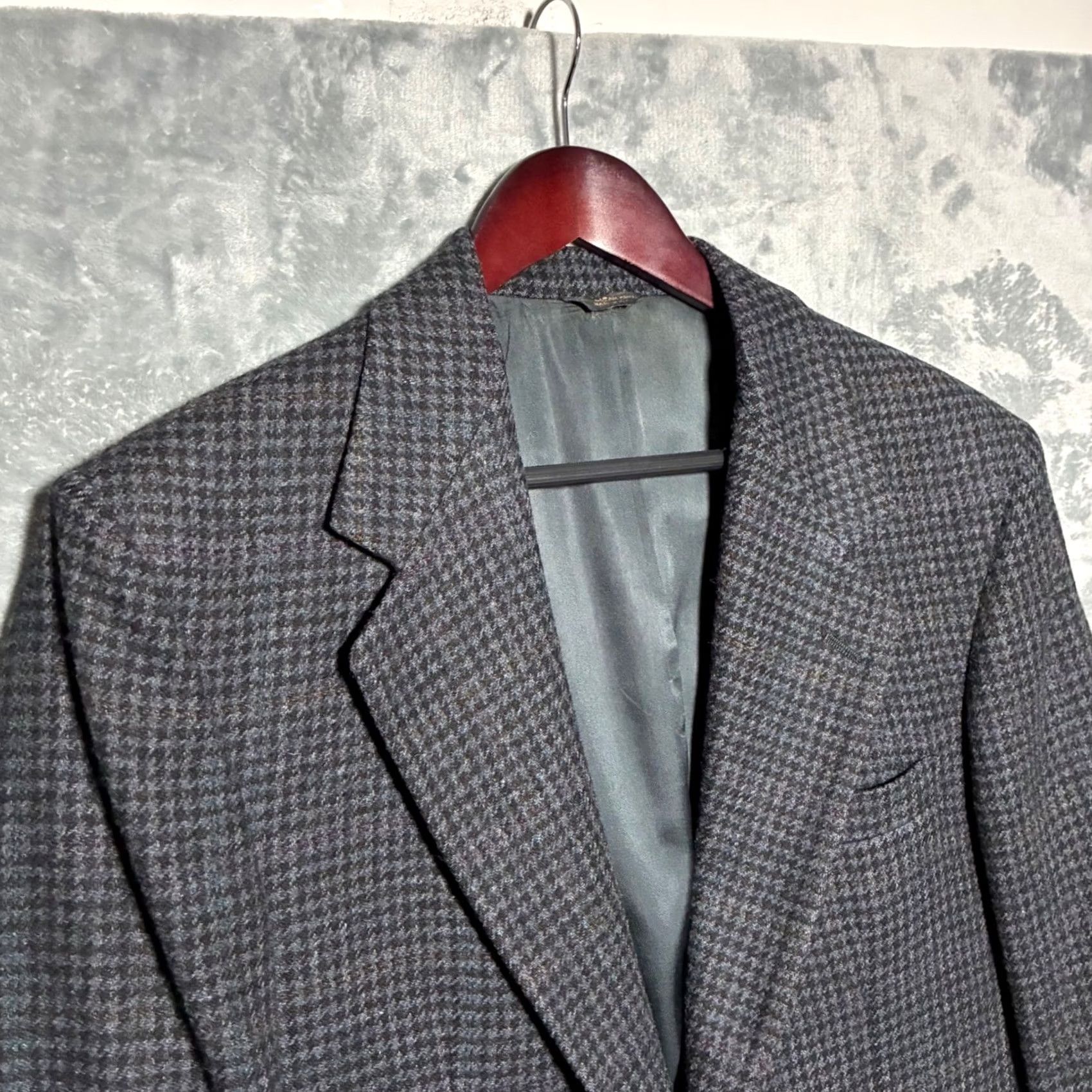 Bill Blass VINTAGE Bill Blass Houndstooth Two Button Blazer Sport Coat Mens 40 Grey Size 40R - 3 Thumbnail