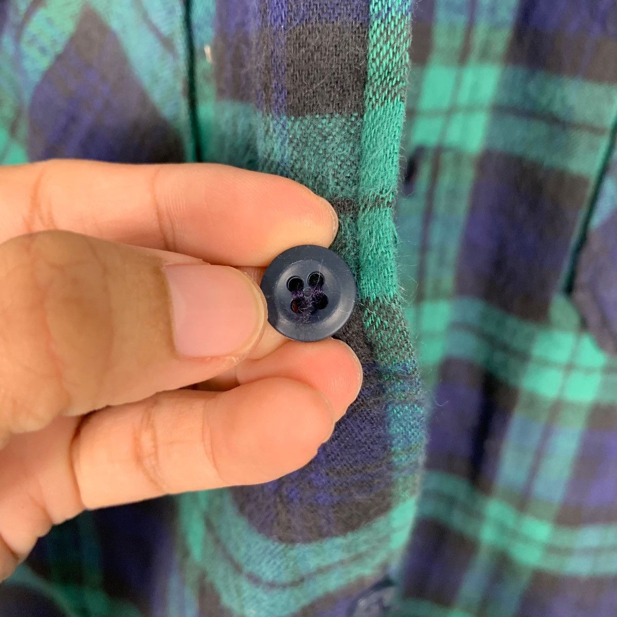 L.L. Bean L.L.BEAN Green Blue Checked Flannel Jacket #1643-C73 Size US L / EU 52-54 / 3 - 12 Thumbnail