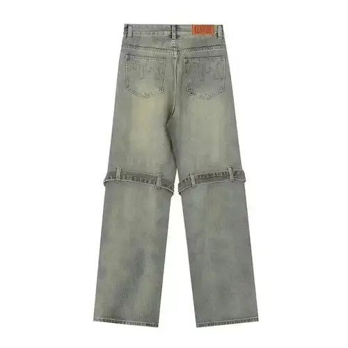 VIBE Y2k knee button grey washed jeans Size US 34 / EU 50 - 3 Thumbnail