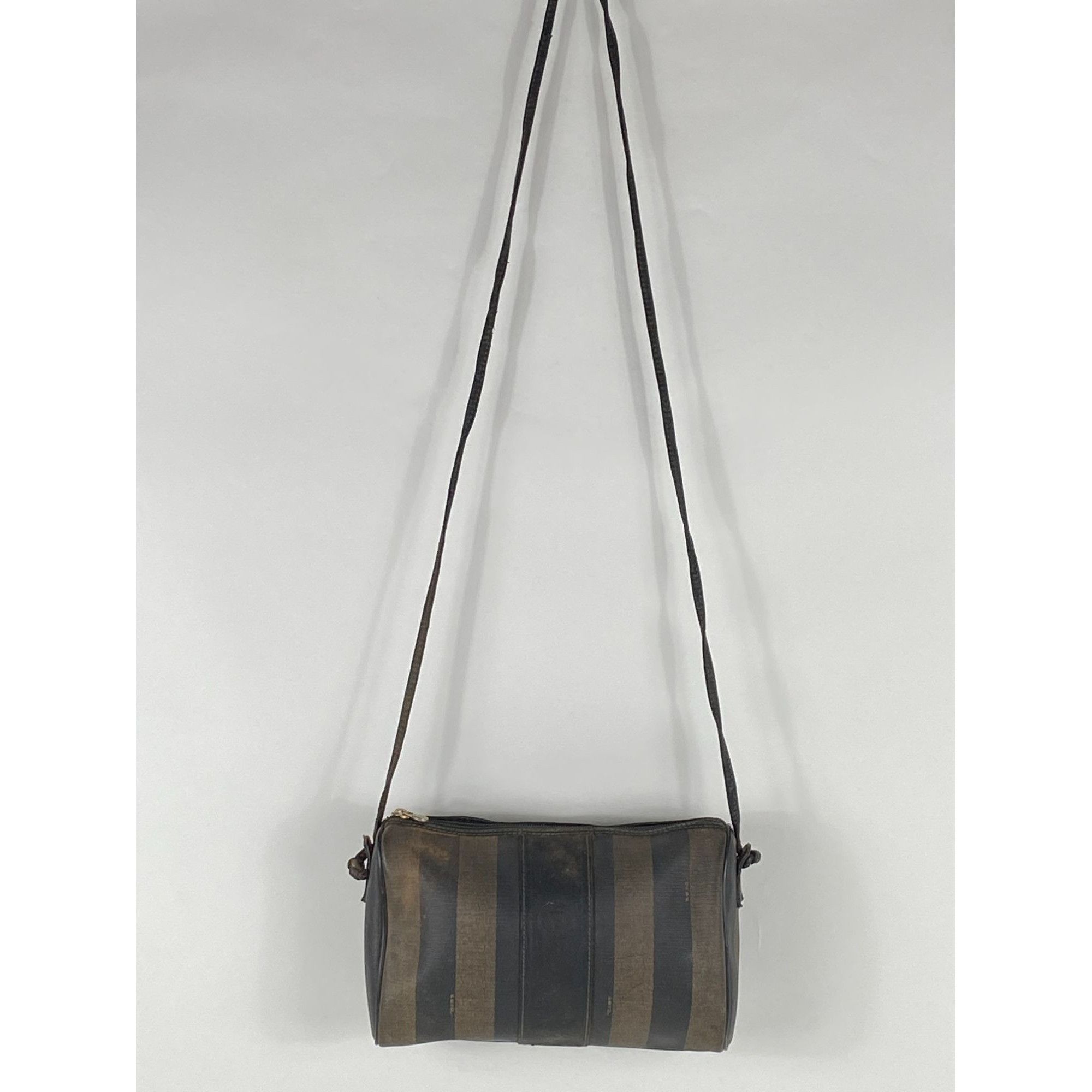 Fendi VTG 80s Fendi Pequin Striped Coated Canvas Crossbody Purse W Size ONE SIZE - 1 Thumbnail