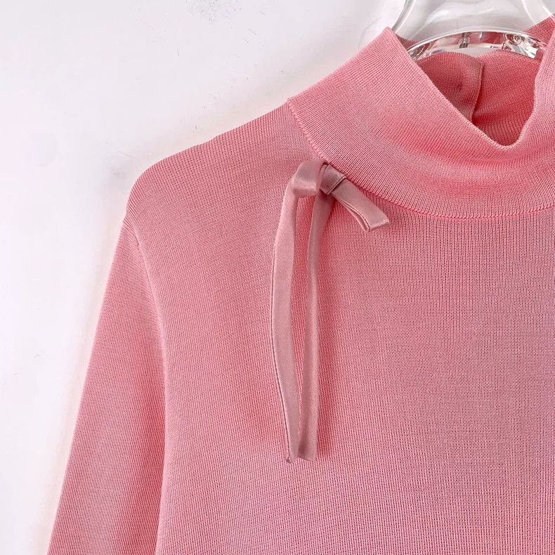 Prada Prada Pink Bow Silk High Neck TShirt-2506 Size M / US 6-8 / IT 42-44 - 3 Thumbnail