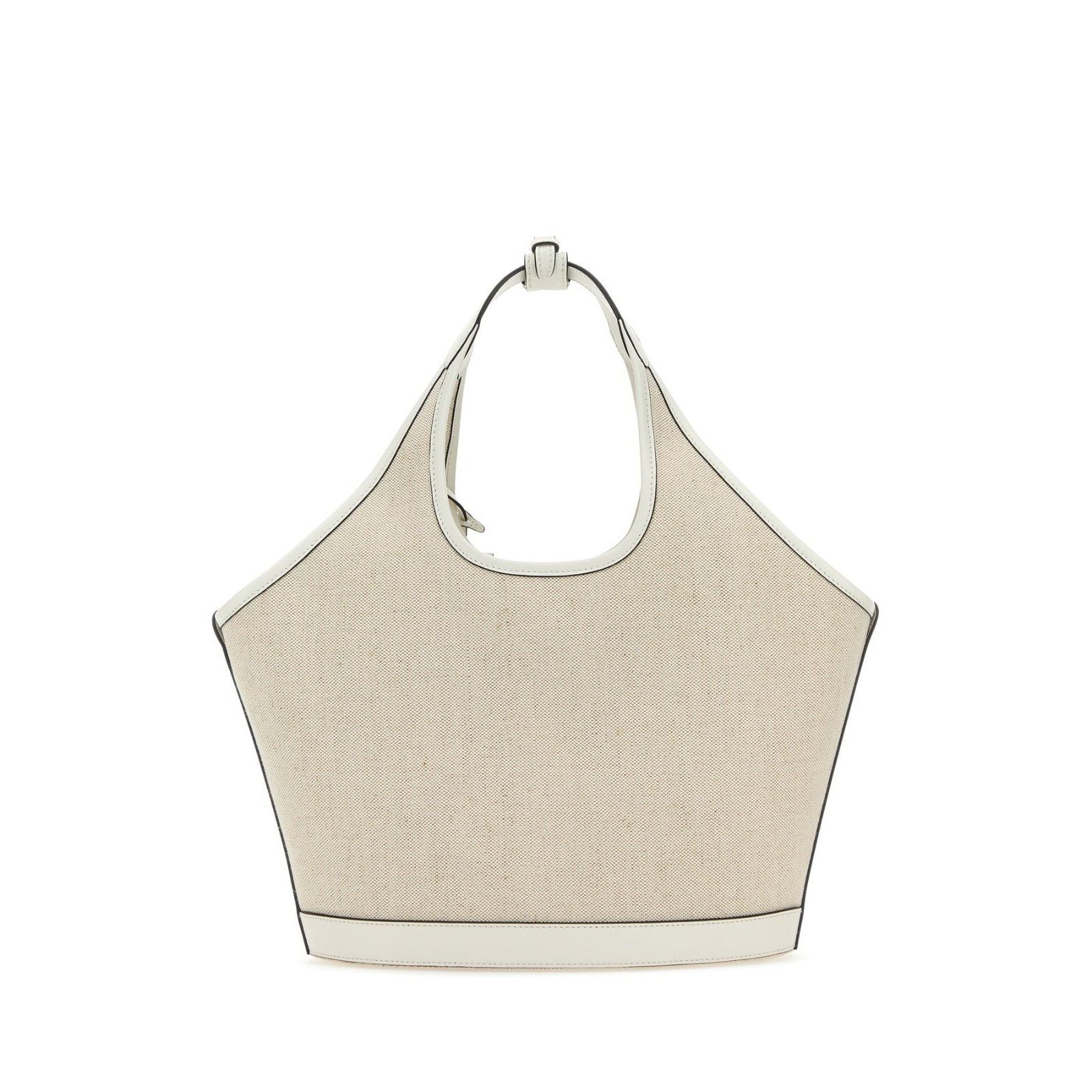Prada PRADA Sand Beige Small White Trim Canvas Shopper Top Handle Size ONE SIZE - 3 Thumbnail