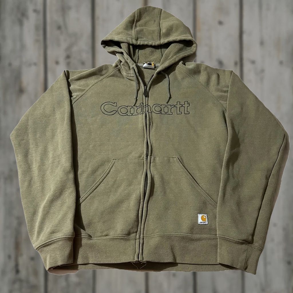 Carhartt VINTAGE Carhartt Workwear Zip Up Hoodie Women XS Green Spellout Y2K Size XS Size XS / US 0-2 / IT 36-38 - 1 Thumbnail