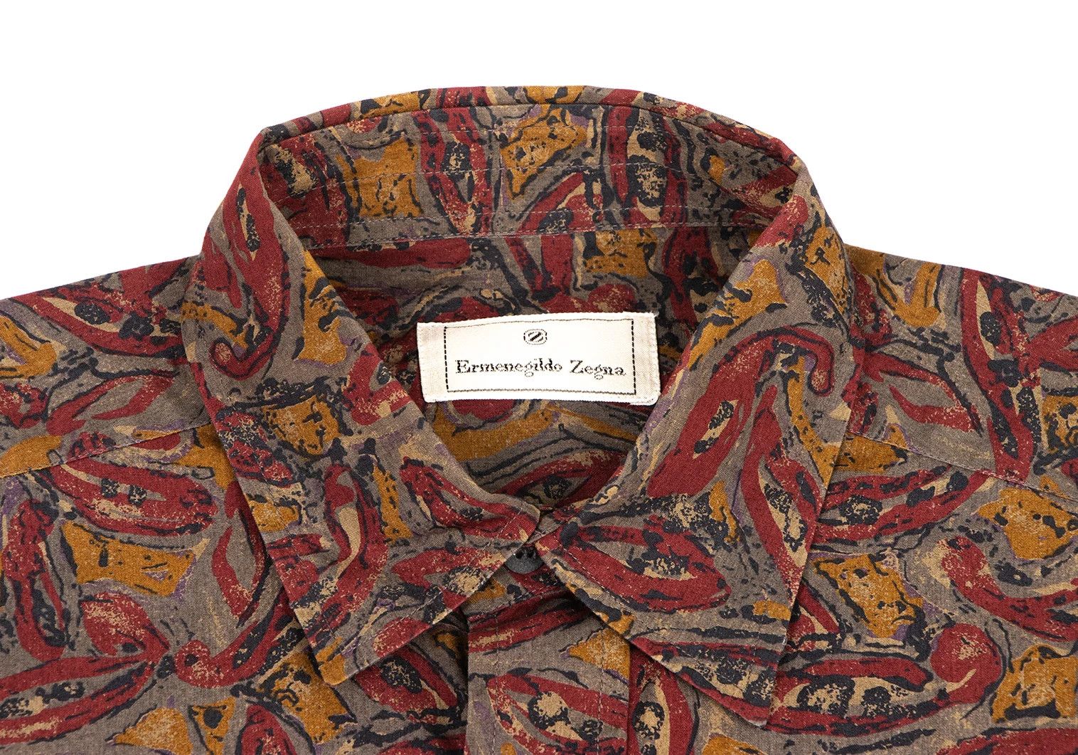 Dries Van Noten Cotton Graphic Print Shirt in Red, Gray, and Brown Size US M / EU 48-50 / 2 - 3 Thumbnail