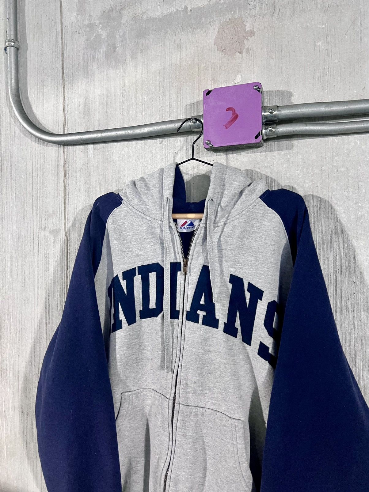 Majestic 💙 Vintage Majestic Cleveland Indians Zip-Up Hoodie 💙 Size US XL / EU 56 / 4 - 2 Thumbnail