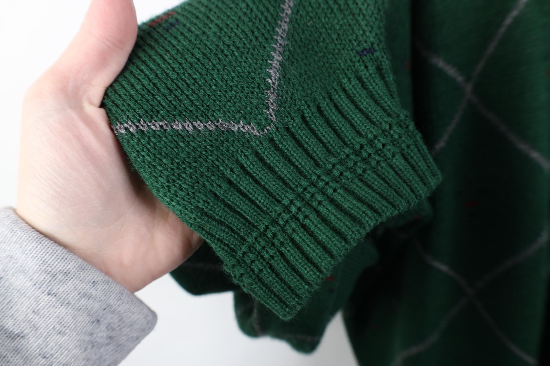 Vintage Vintage 90s Streetwear Argyle Diamond Knit Cardigan Sweater Size US XL / EU 56 / 4 - 6 Thumbnail