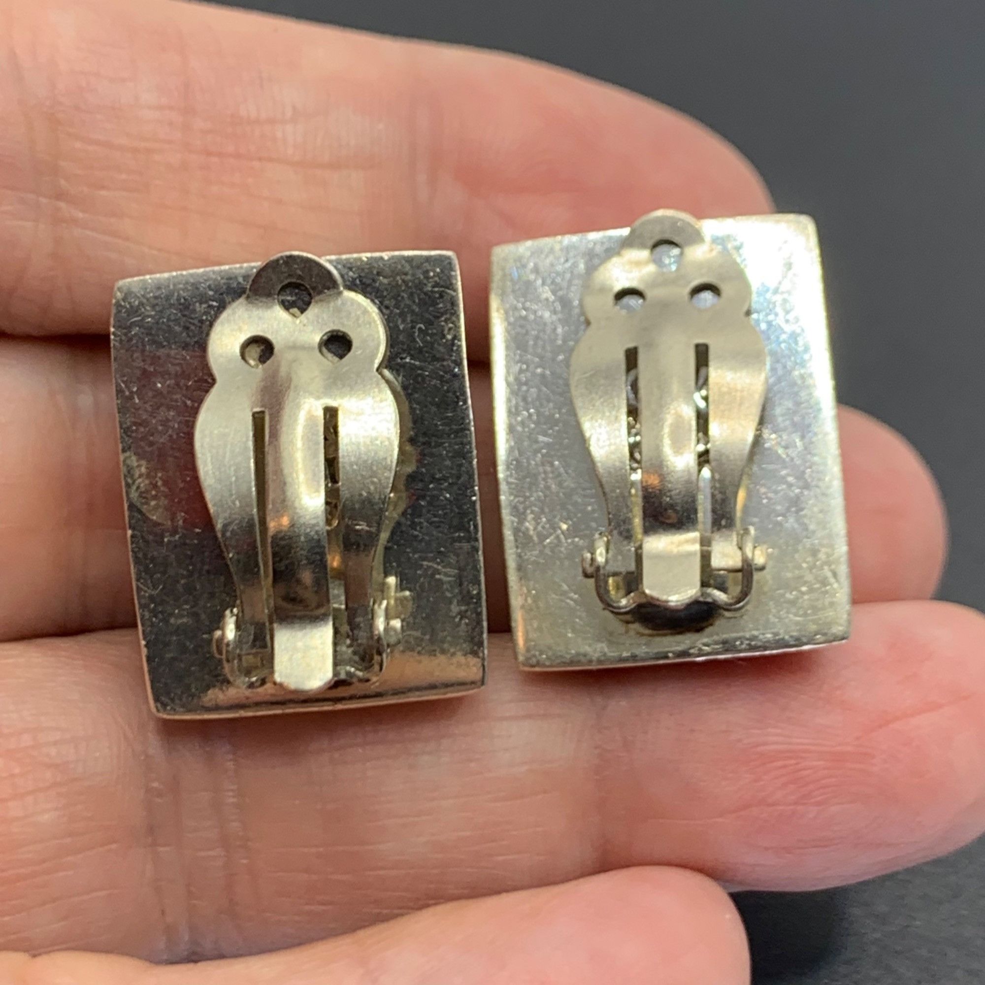 Other Vintage Sterling Silver 925 Brown Jasper Rectangle Shaped Cl Size ONE SIZE - 4 Thumbnail