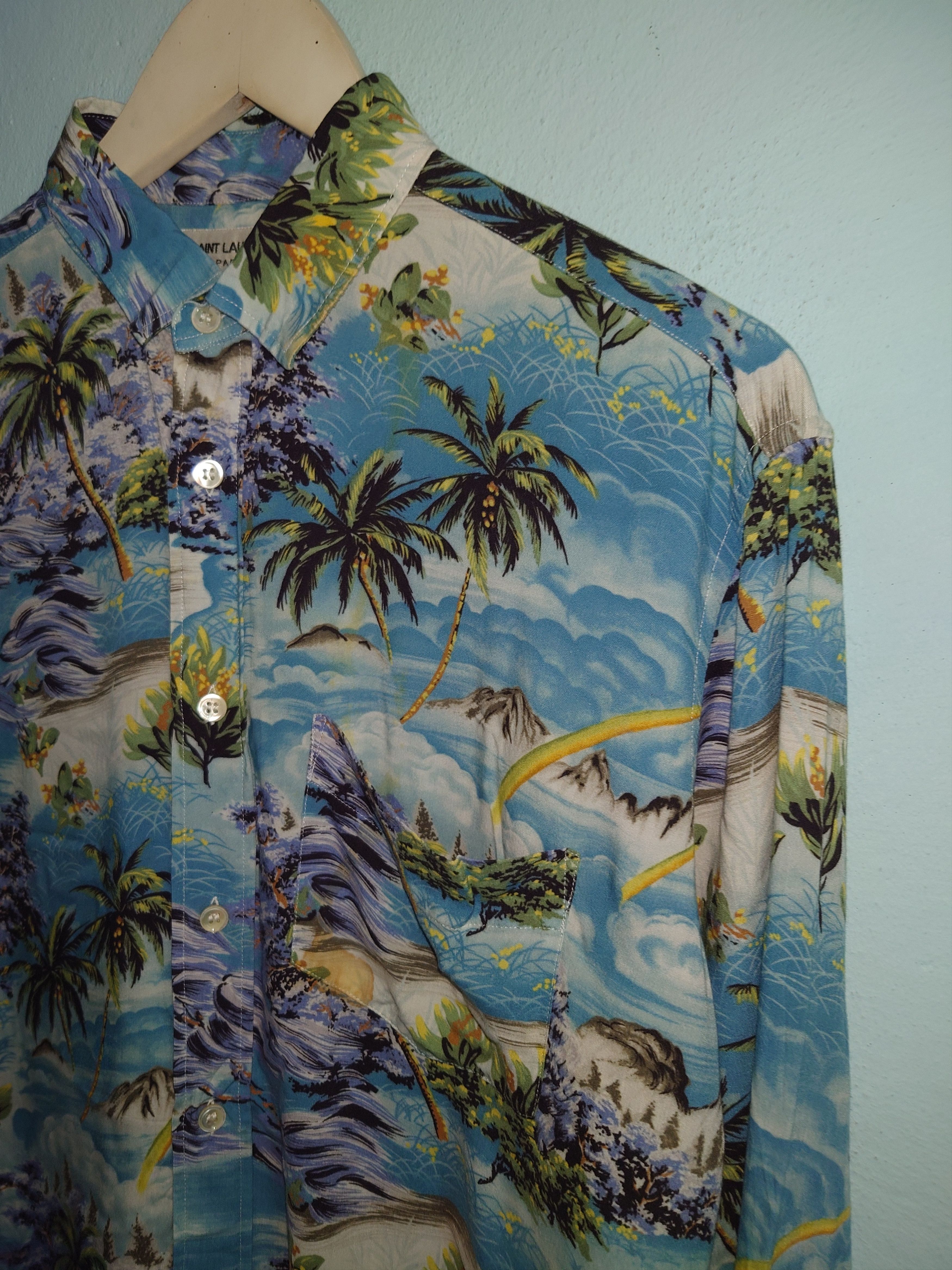 Saint Laurent Paris Saint Laurent SS16 Surf Hawaiian Shirt Hedi Slimane Era Size US L / EU 52-54 / 3 - 9 Thumbnail