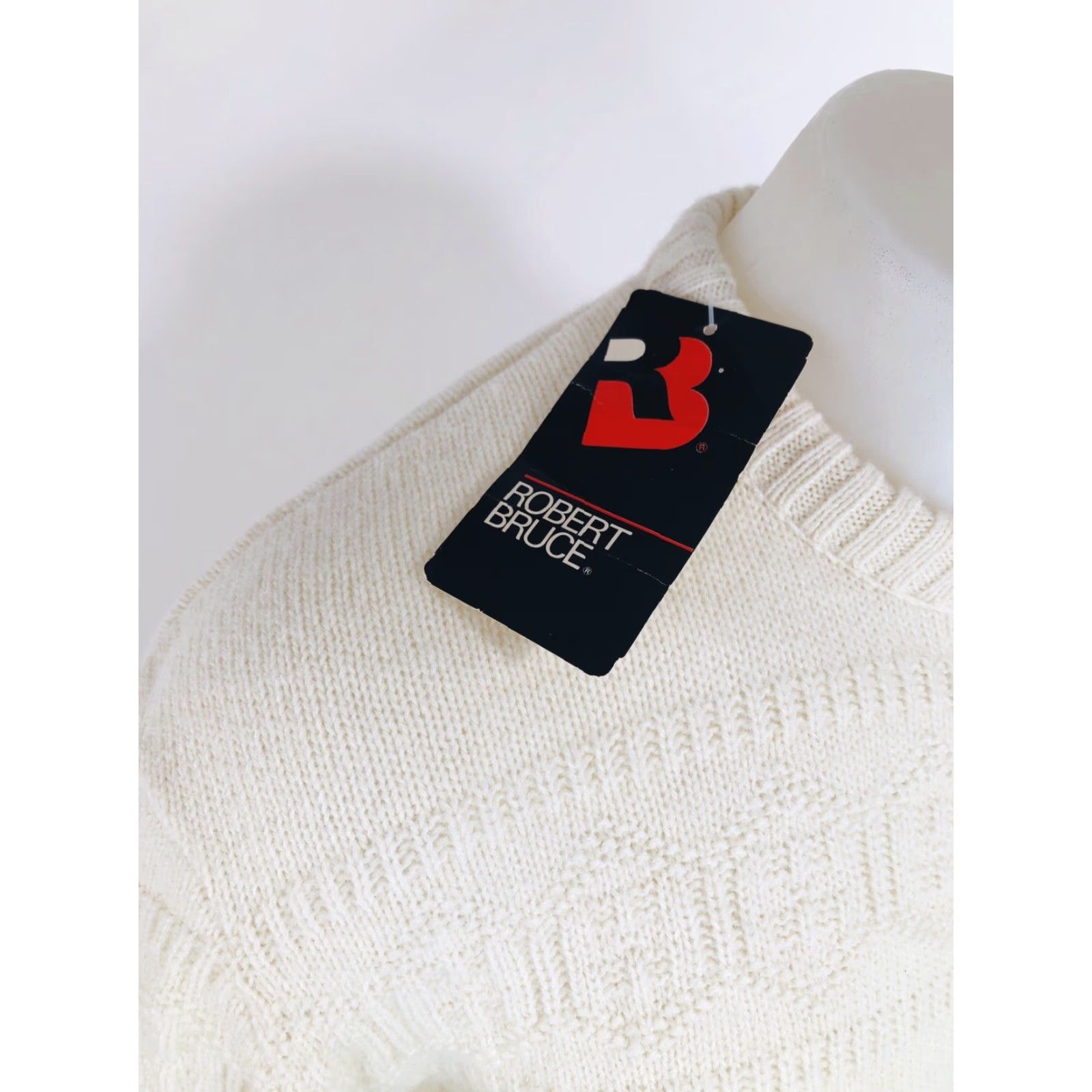 Vintage Robert Bruce Christmas Snowflake IVORY 2XLT Big & Tall Pullover Sweater Mens Smokefree Holiday Knit Wool Blend Size US XXL / EU 58 / 5 - 3 Thumbnail