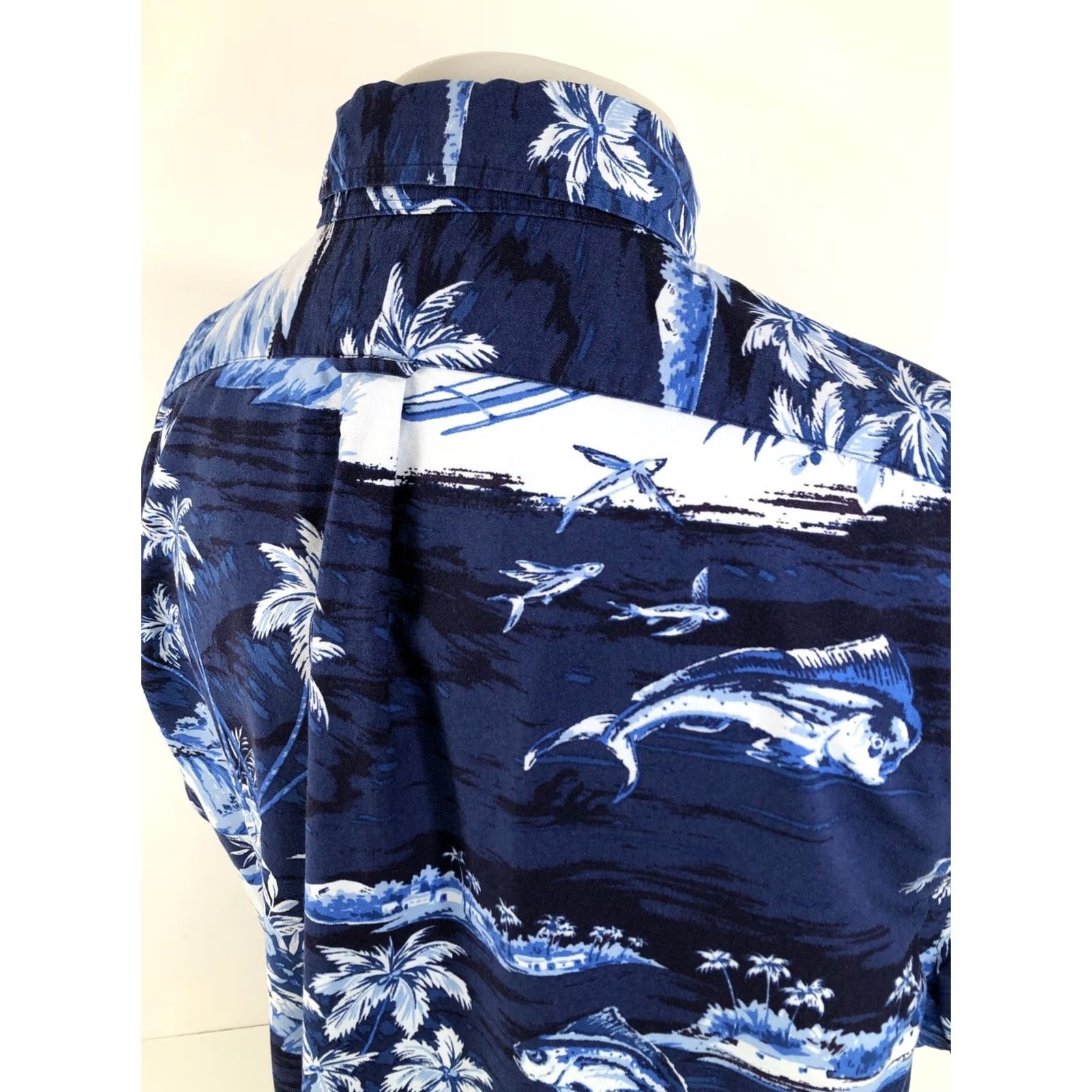 Ralph Lauren RALPH LAUREN Shirt XL Aloha Hawaiian Flying Fish Beach Theme Blue Men Size US XL / EU 56 / 4 - 7 Thumbnail