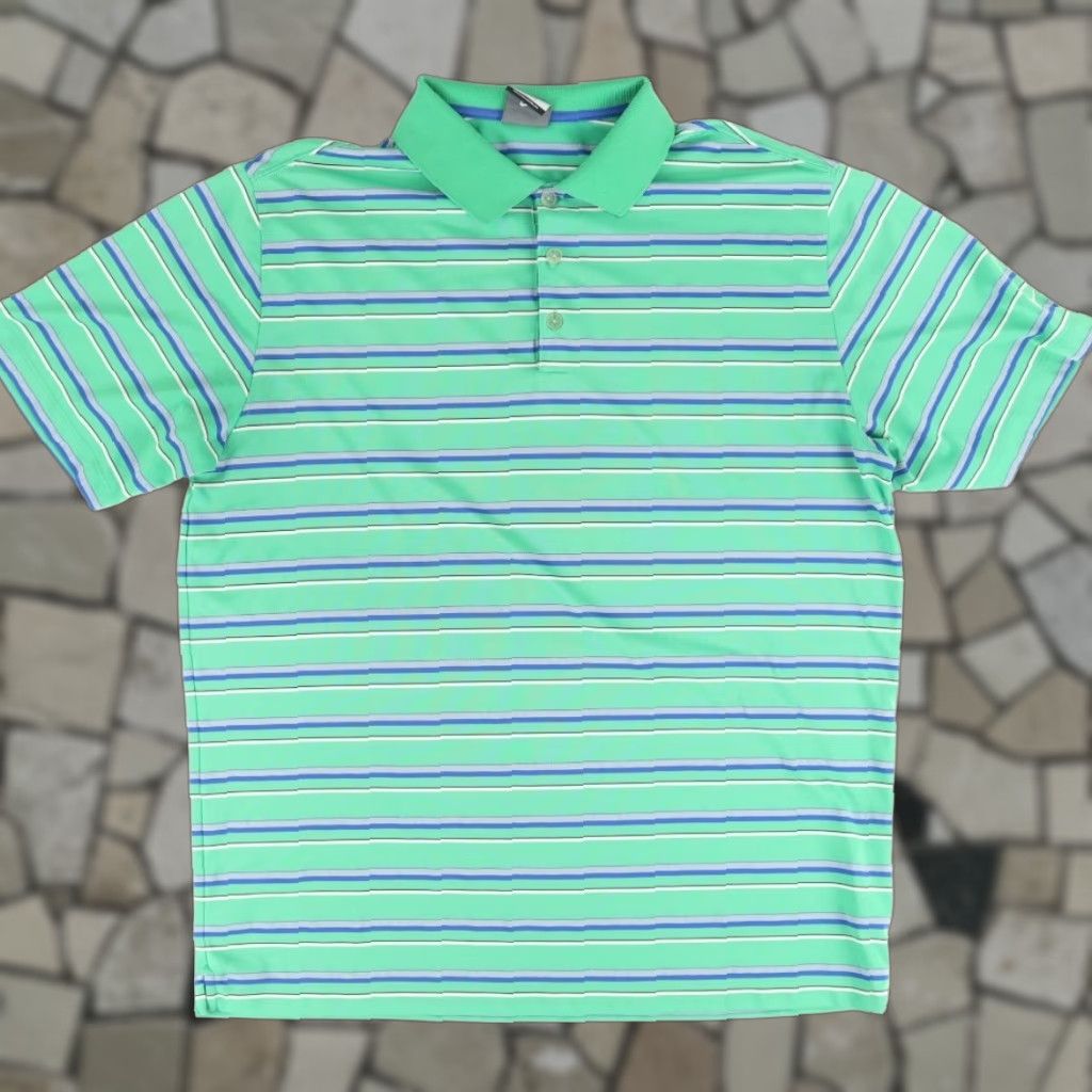 Nike Nike Polo Shirt Green XL Men's Dri-Fit Wicking Striped Shirt Size US XL / EU 56 / 4 - 1 Thumbnail
