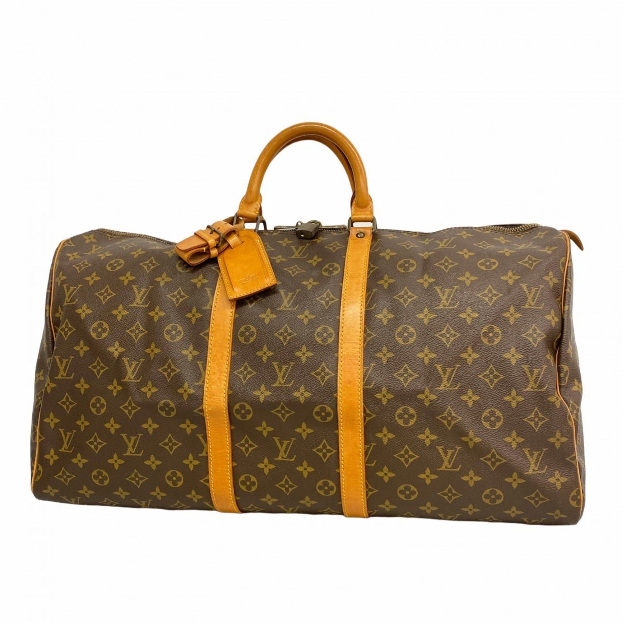 Louis Vuitton Monogram Keepall 55 Boston Bag M41424 Brown Men's and Women's