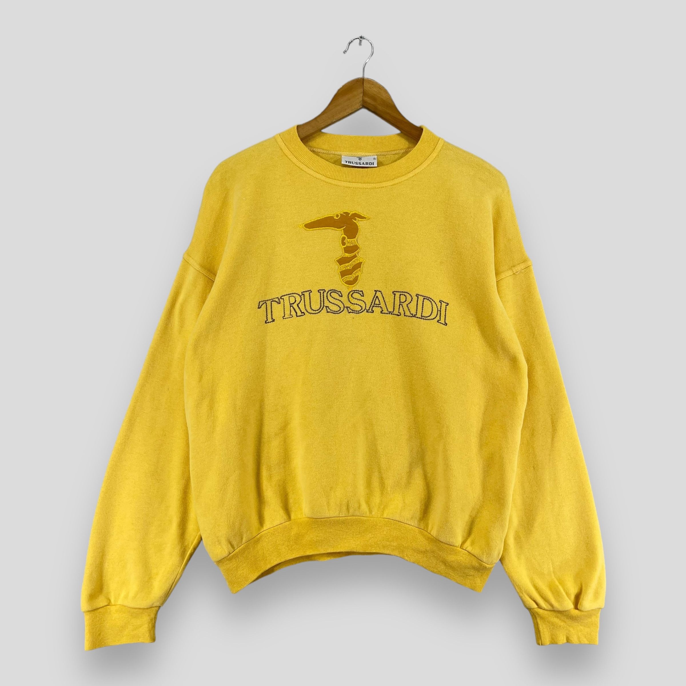 Trussardi × Vintage Vintage TRUSSARDI Itay Big Logo Embroidery Sweatshirt Size M / US 6-8 / IT 42-44 - 1 Thumbnail