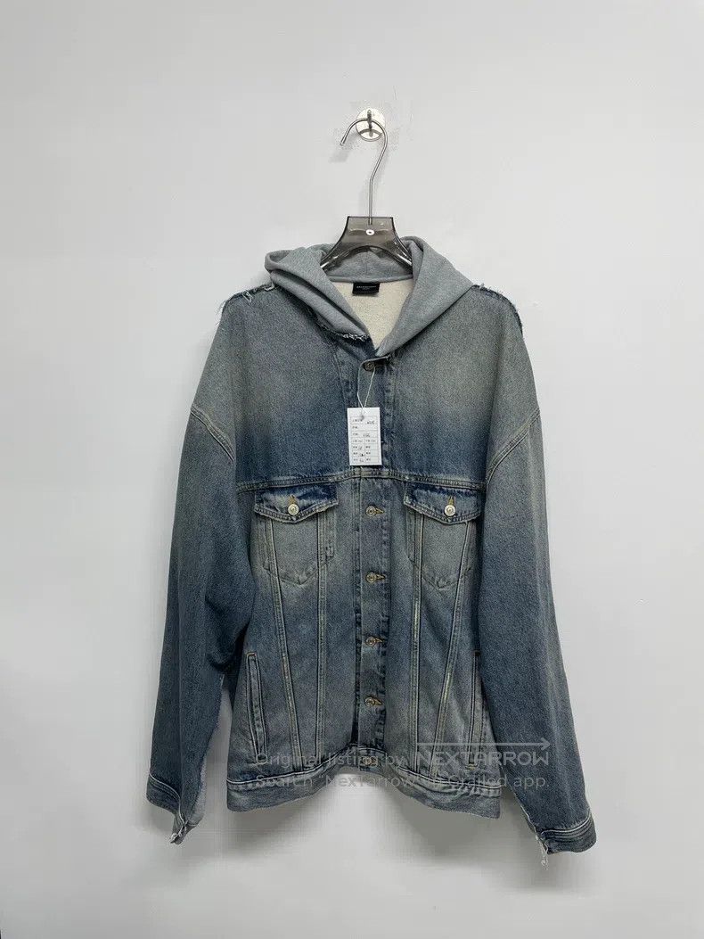 Balenciaga Balenciaga Patchwork Hooded Denim Jacket Size US XL / EU 56 / 4 - 1 Thumbnail