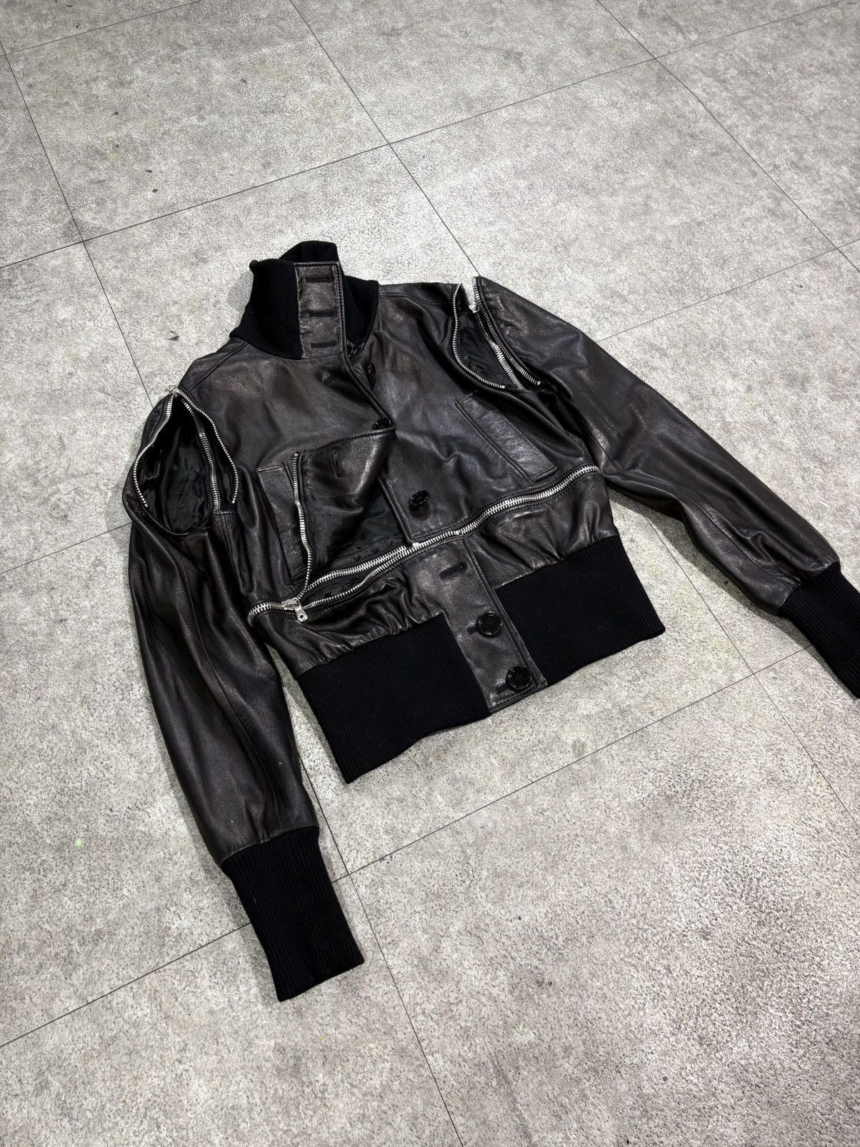 Dolce & Gabbana Dolce & gabbana Multi-Zip Convertible Leather Bomber Jacket Size S / US 4 / IT 40 - 2 Thumbnail