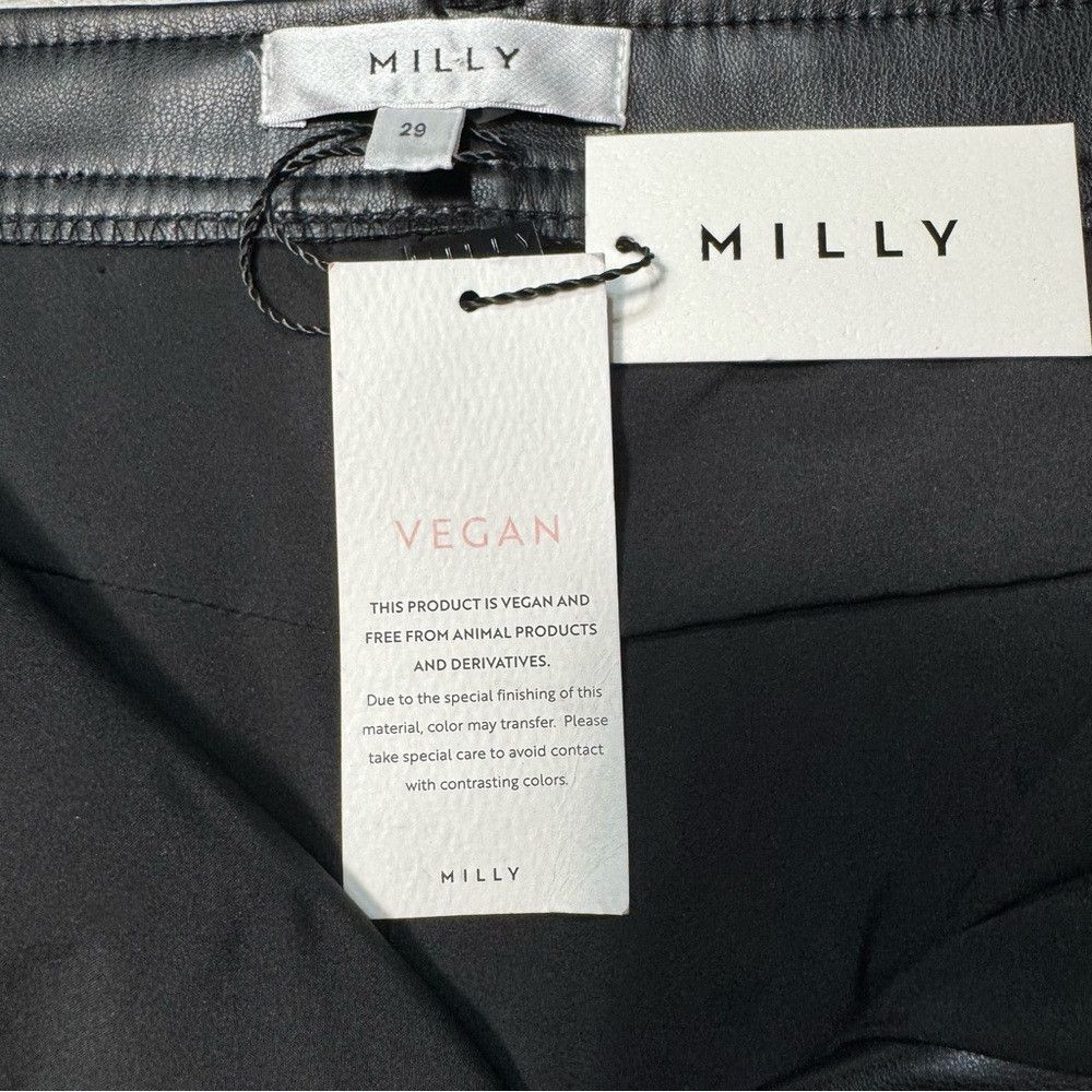 MILLY NWT New $425 Milly Rue Faux Leather Black Pants Size 29 Size 29" - 8 Thumbnail