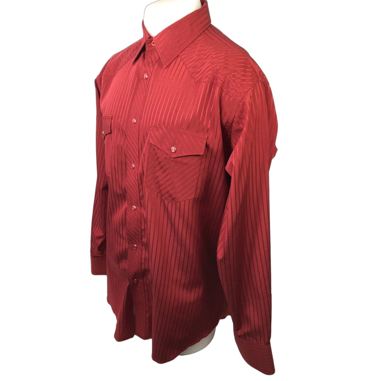 Wrangler WRANGLER Red Stripe Cowboy Western RED SNAP Rockabilly XL Shirt Mens Size US XL / EU 56 / 4 - 1 Thumbnail