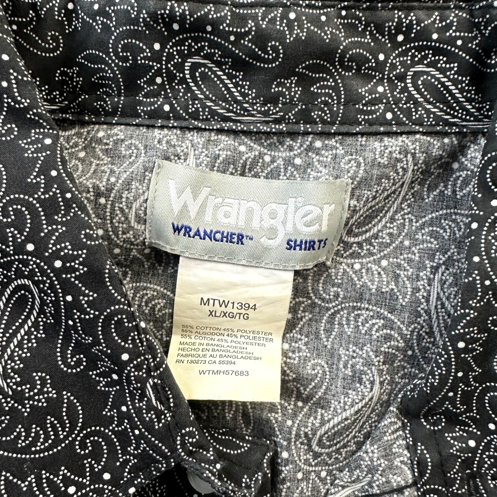 Wrangler VINTAGE Wrangler Shirt Mens XL Black Paisley All over Print Pearl Snap Western Size US XL / EU 56 / 4 - 7 Thumbnail