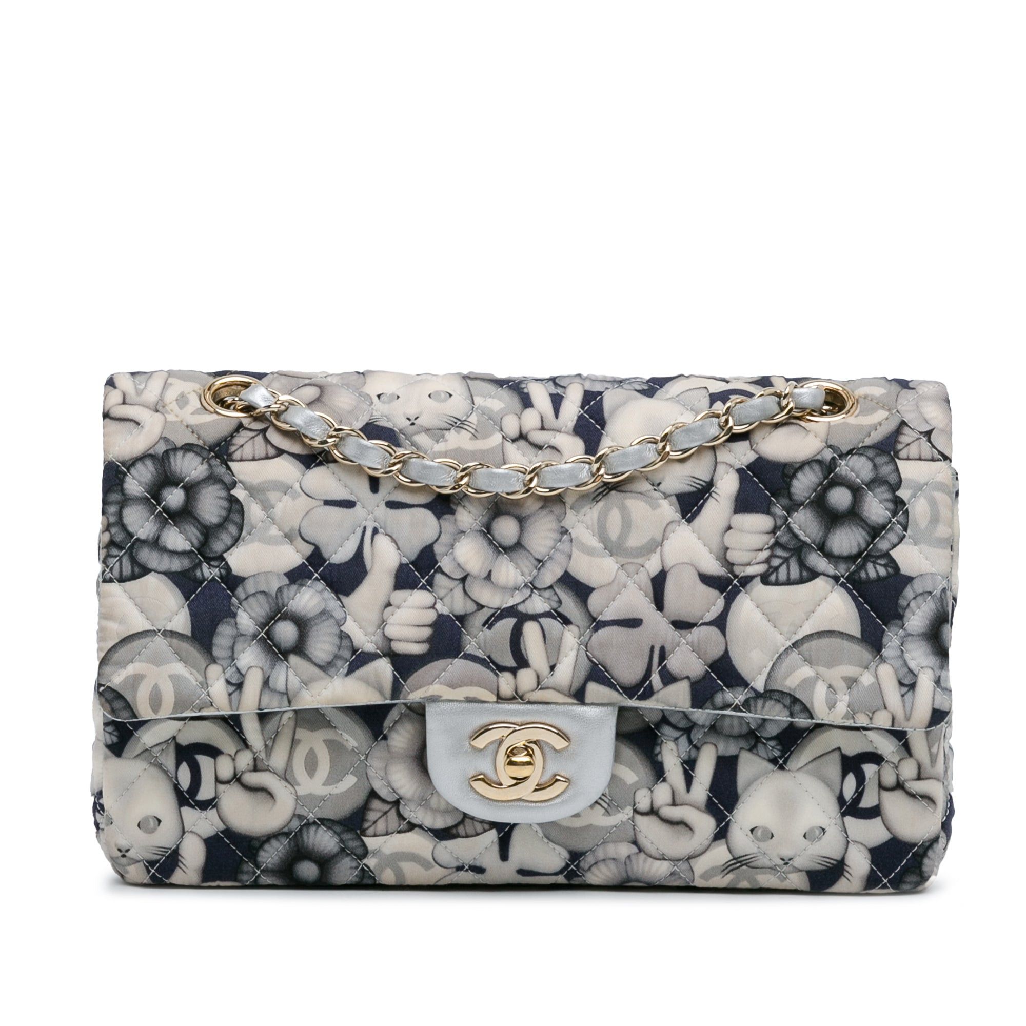 Chanel Chanel Medium Classic Nylon Cat Emoticon Double Flap White Size ONE SIZE - 1 Thumbnail