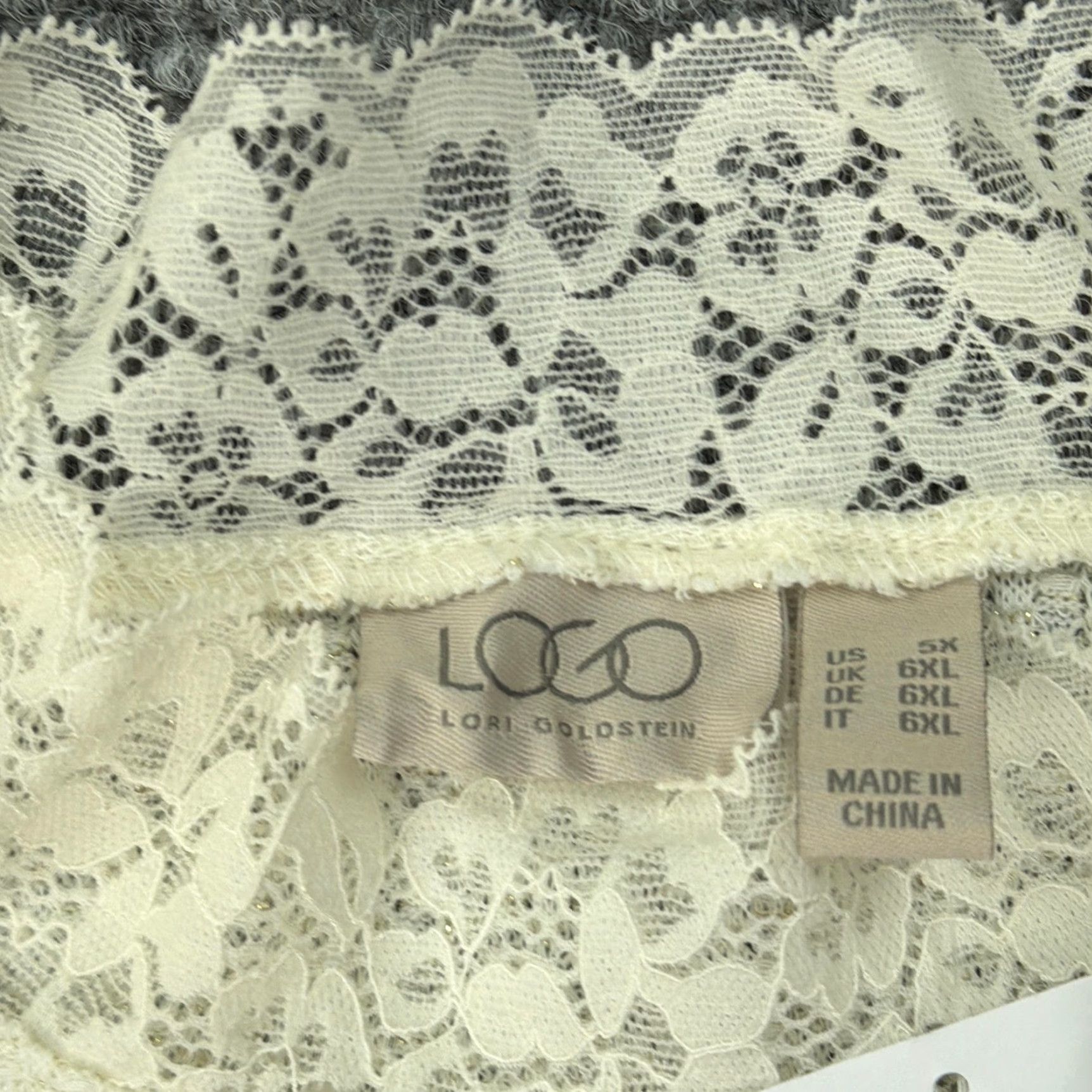 Vintage LOGO Lori Goldstein Shirt Womens 5X White Lace Trim Waffle Knit Long Sleeve Top Size XXL / US 16-18 / IT 52-54 - 3 Thumbnail