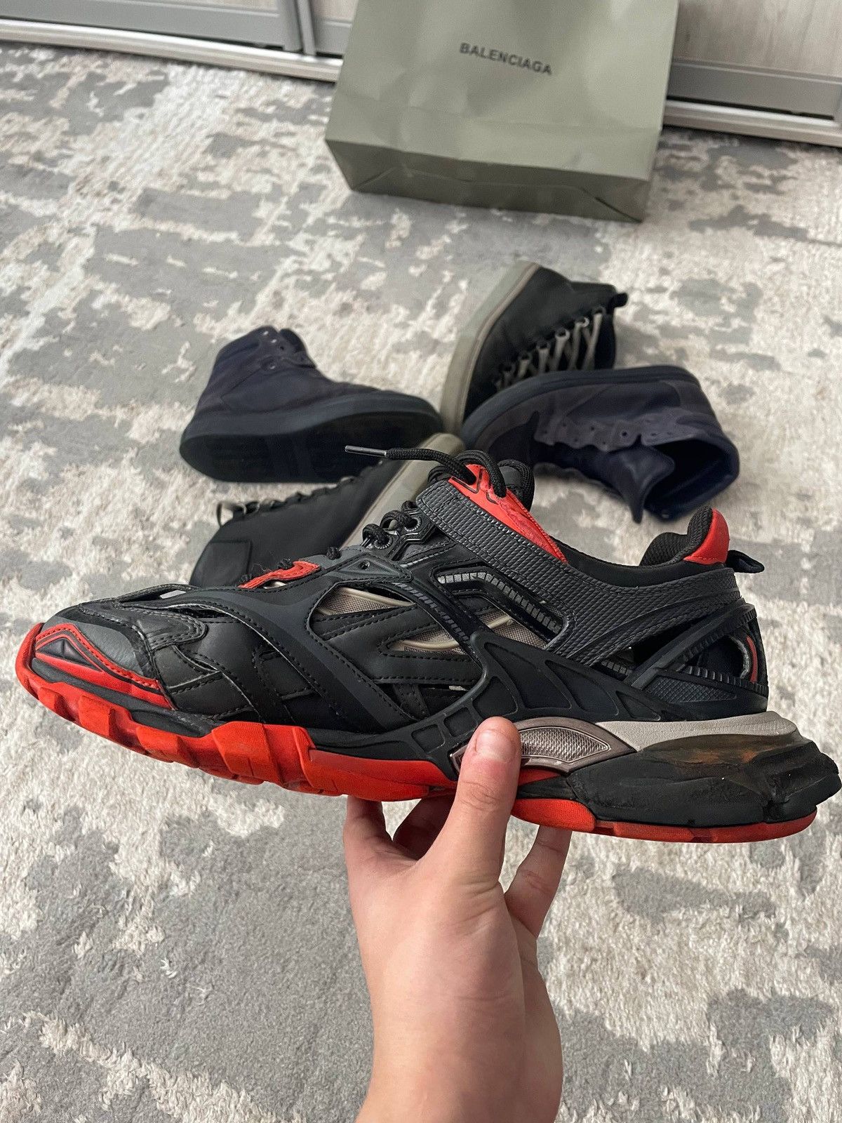 Balenciaga Balenciaga Track 2 Open Sneaker in Black/Red/Grey Size US 9 / EU 42 - 4 Thumbnail