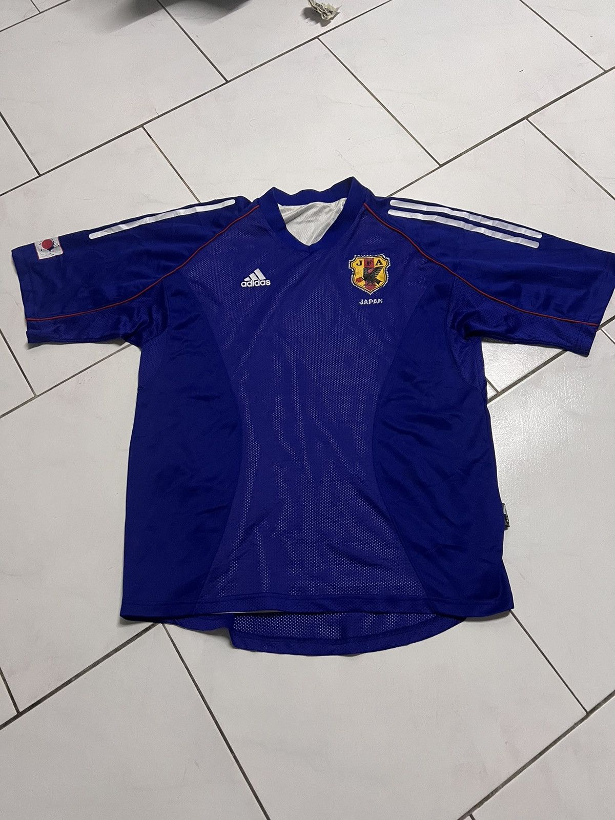 image of Soccer Jersey Vintage Japan Jersey 2 Layer in Blue, Men's (Size Medium)